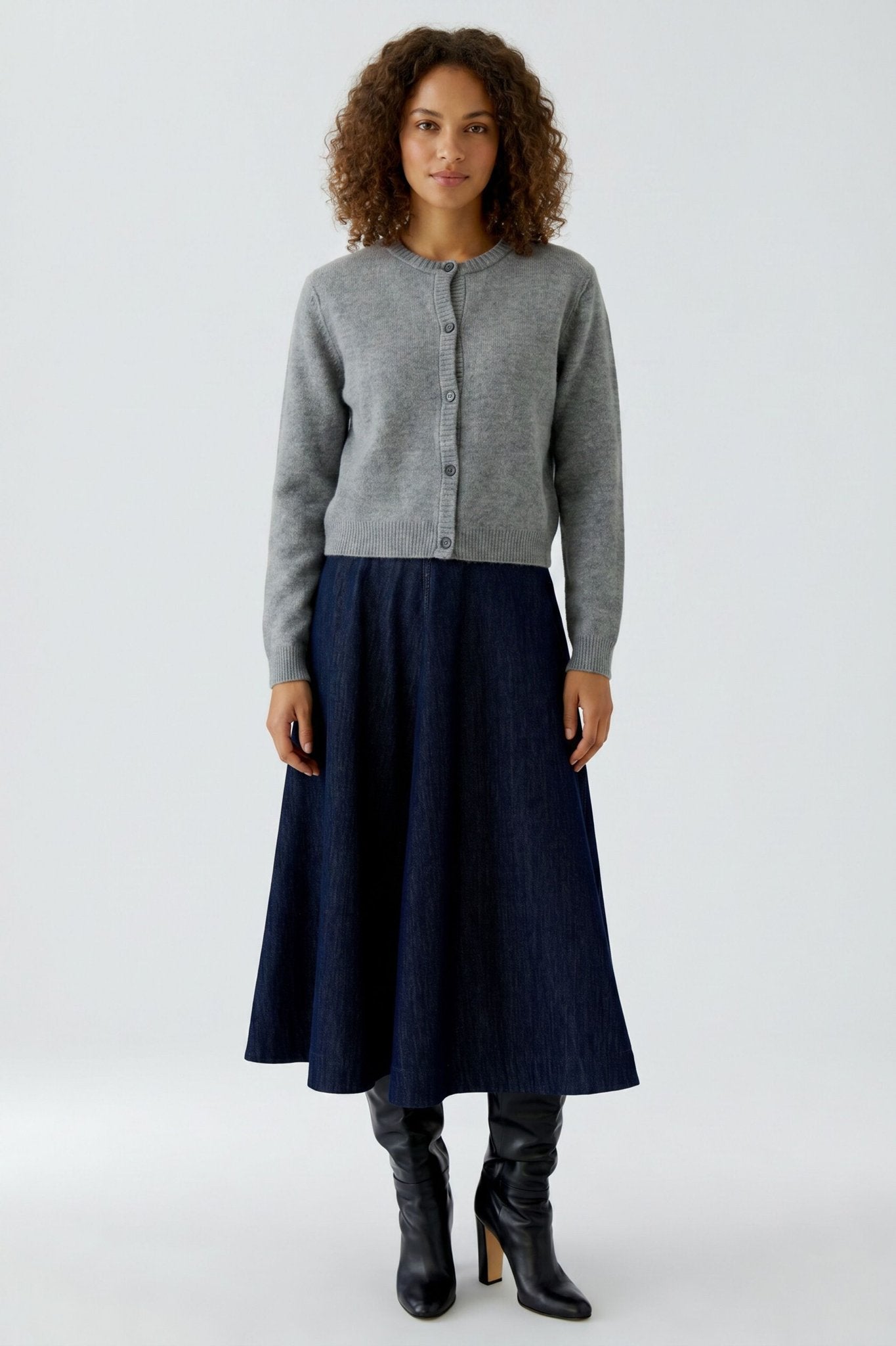 Oui Damen Strickjacken  Steel Grey