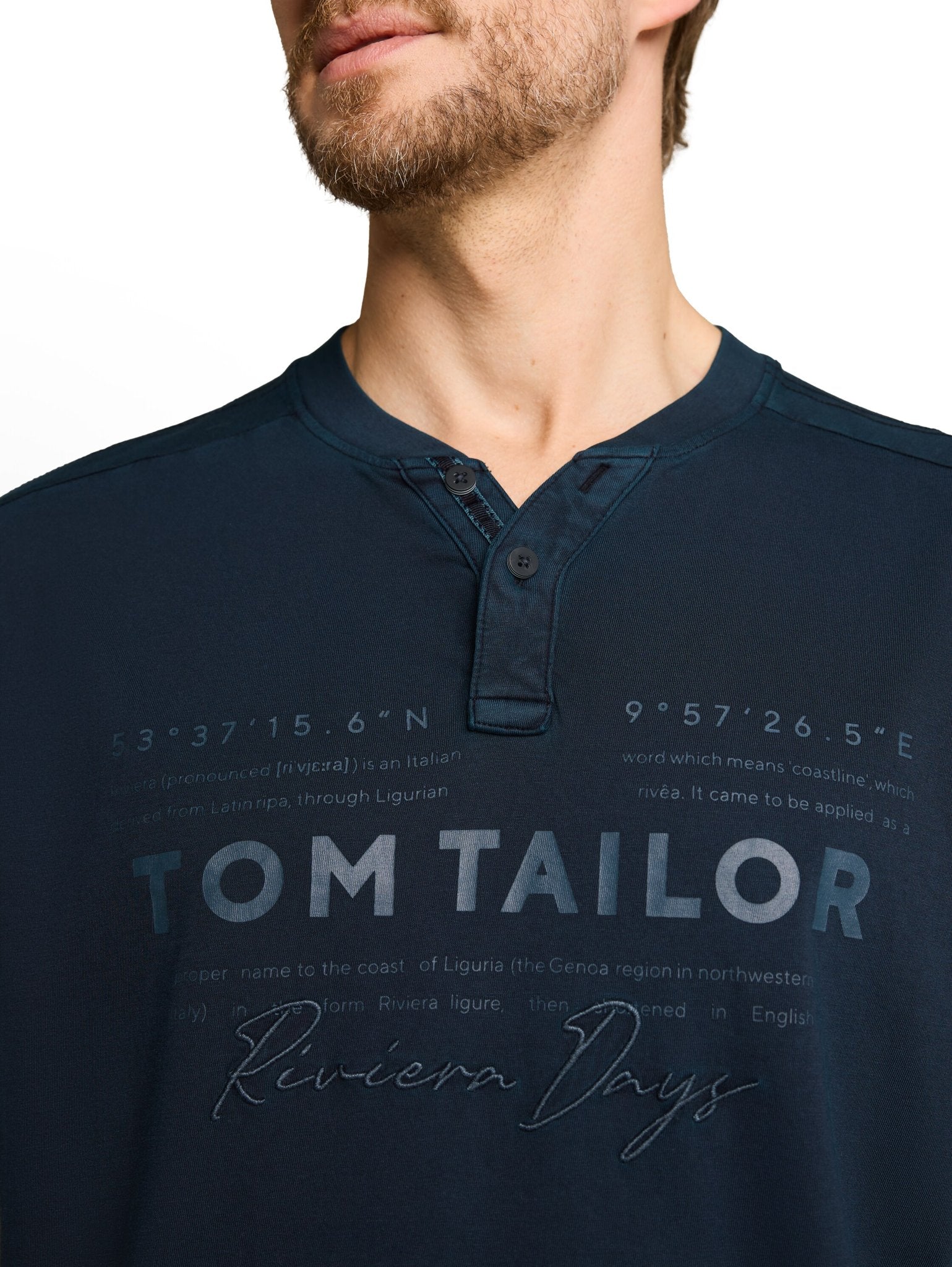 Tom Tailor Herren T-Shirts kurz Sky Captain Blu