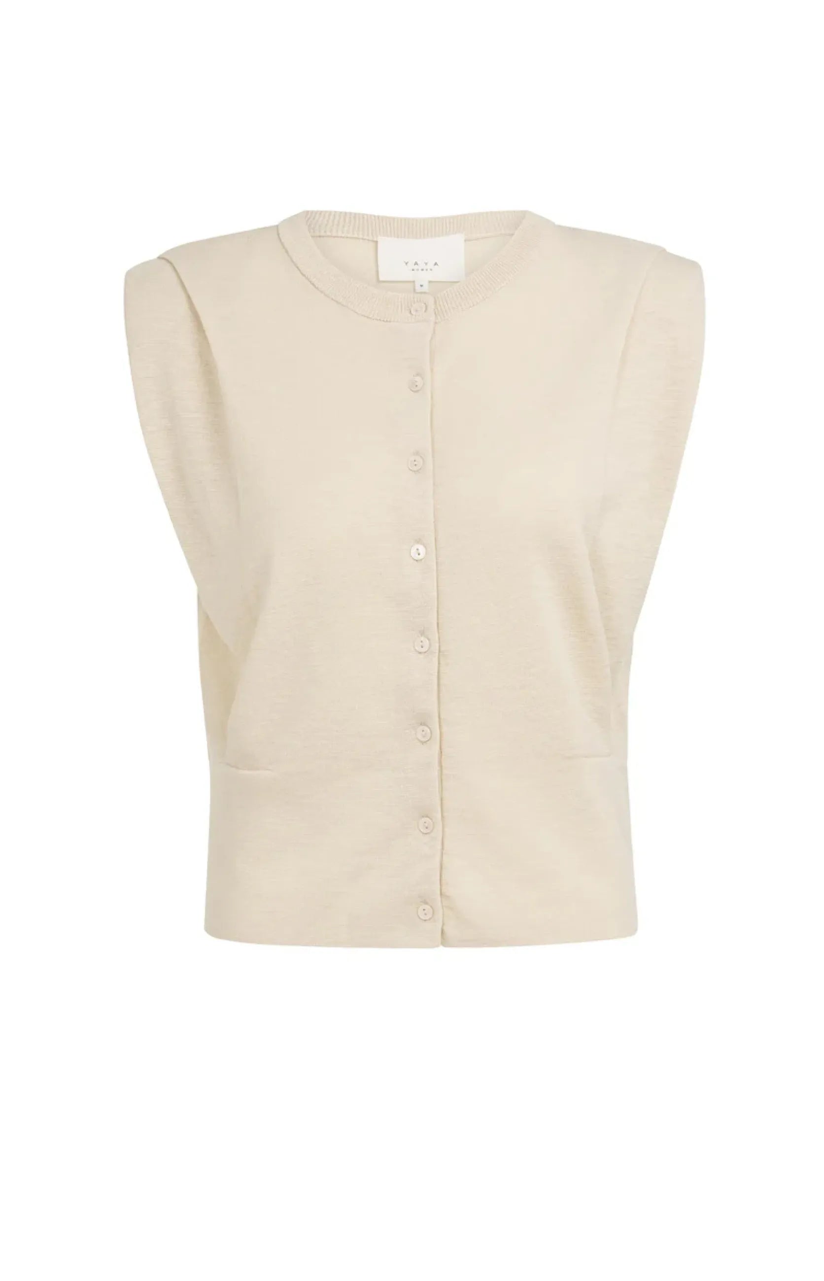 Ärmelloser Cardigan mit Schulterdetail und Knöpfen