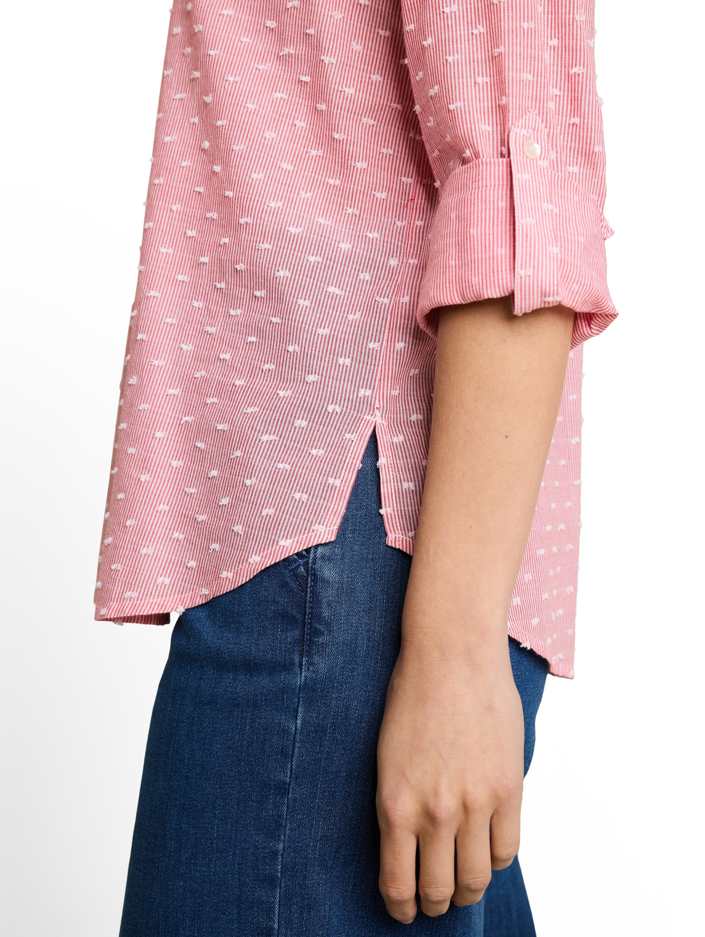 Tom Tailor Damen Blusen kurz Red Dobby Strip