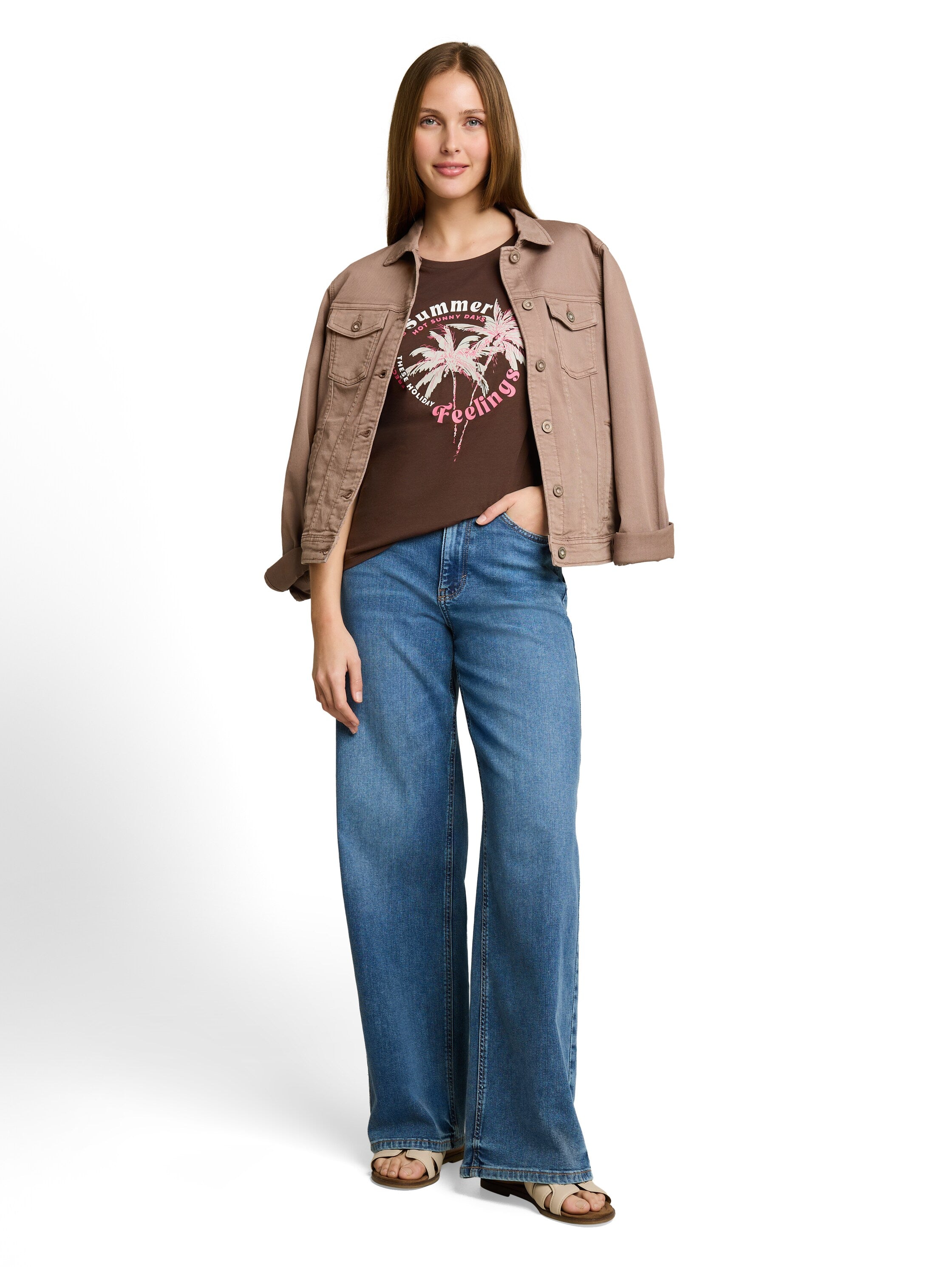 Tom Tailor denim Damen T-Shirts Cool Dark Brown