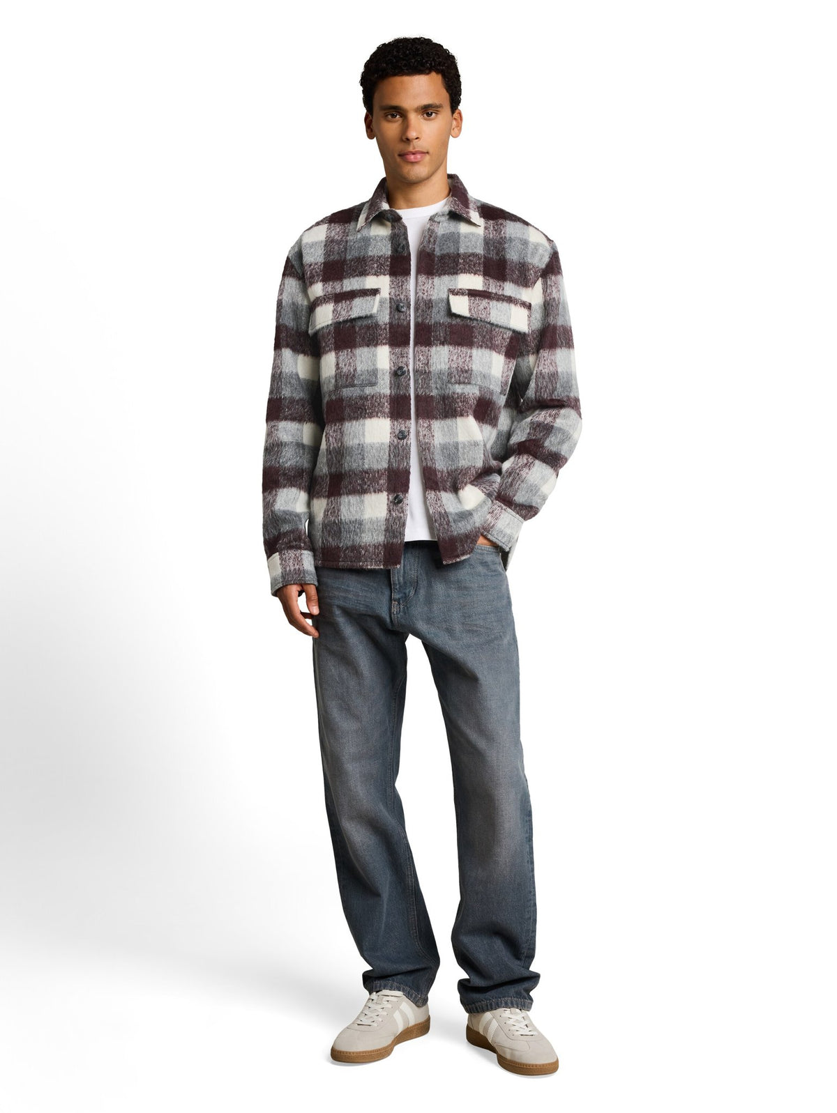 Tom Tailor denim Herren Hemden lang Brown Grey Chec