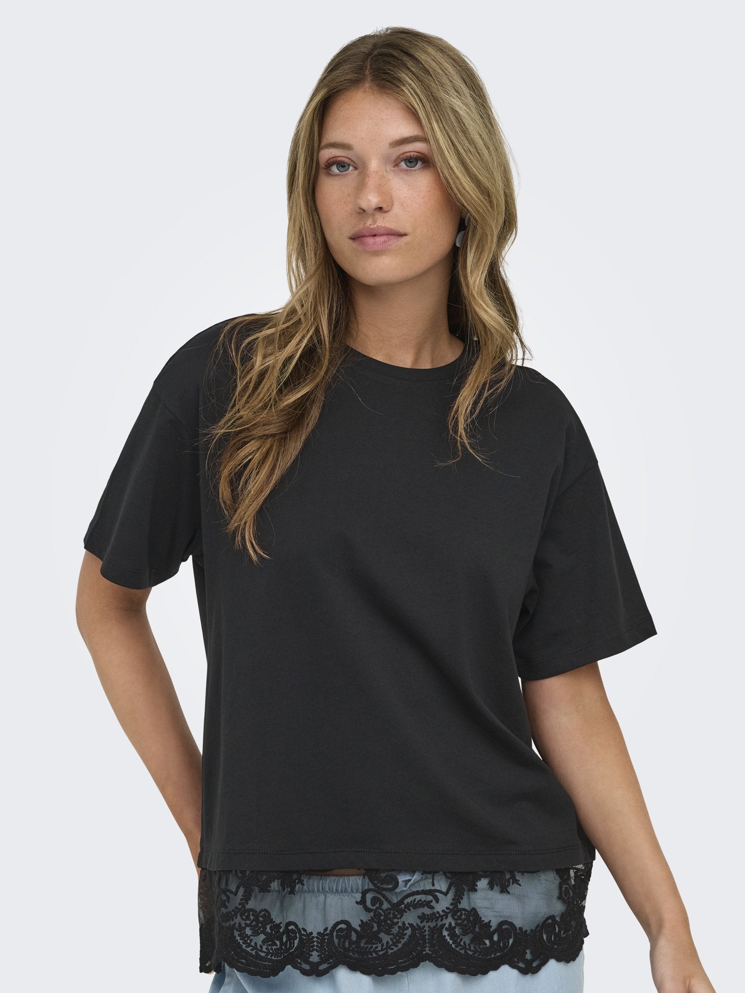 only Damen T-Shirts Black/Black Lac