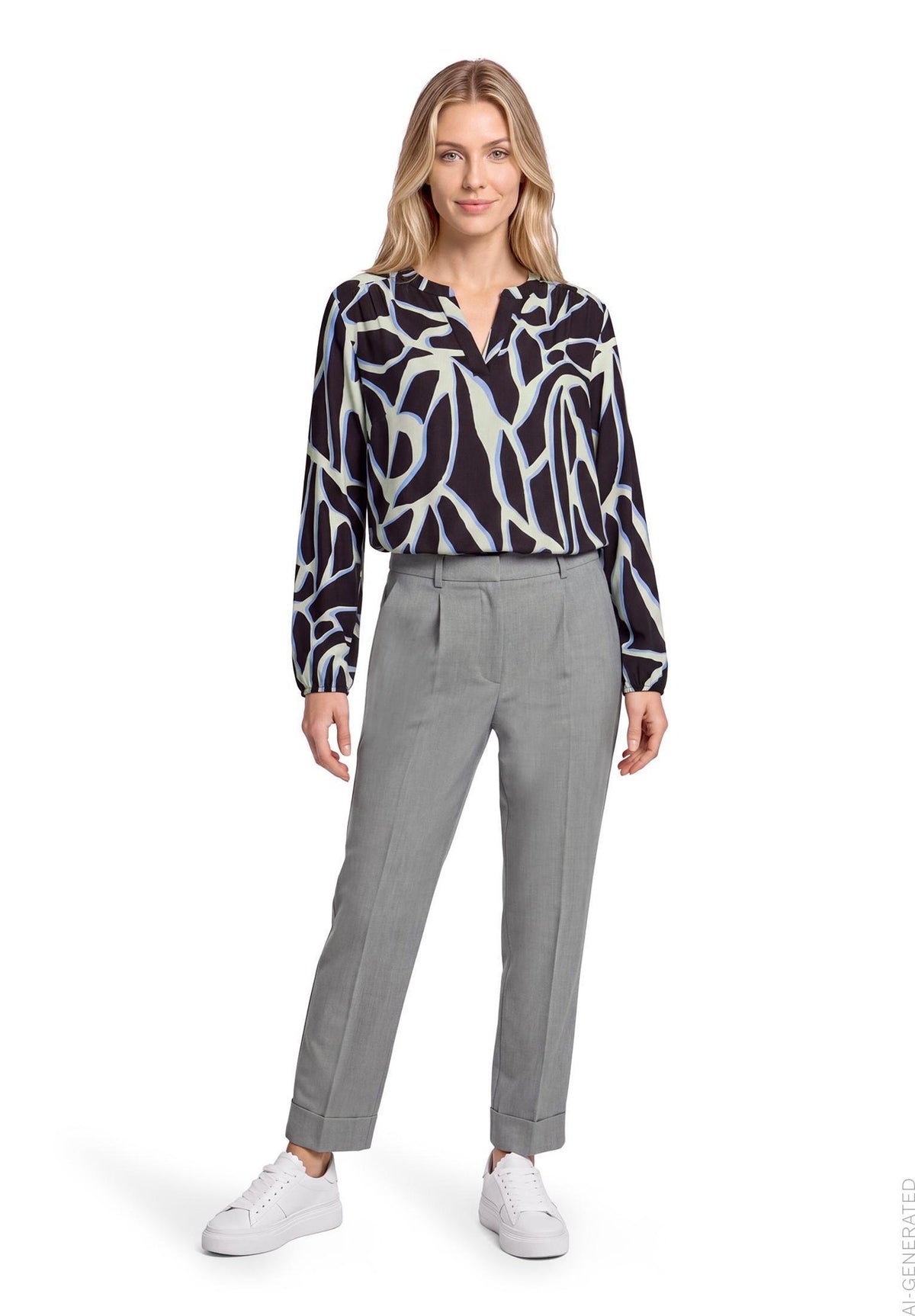 Betty & Co Damen Blusen kurz Grey/Cream