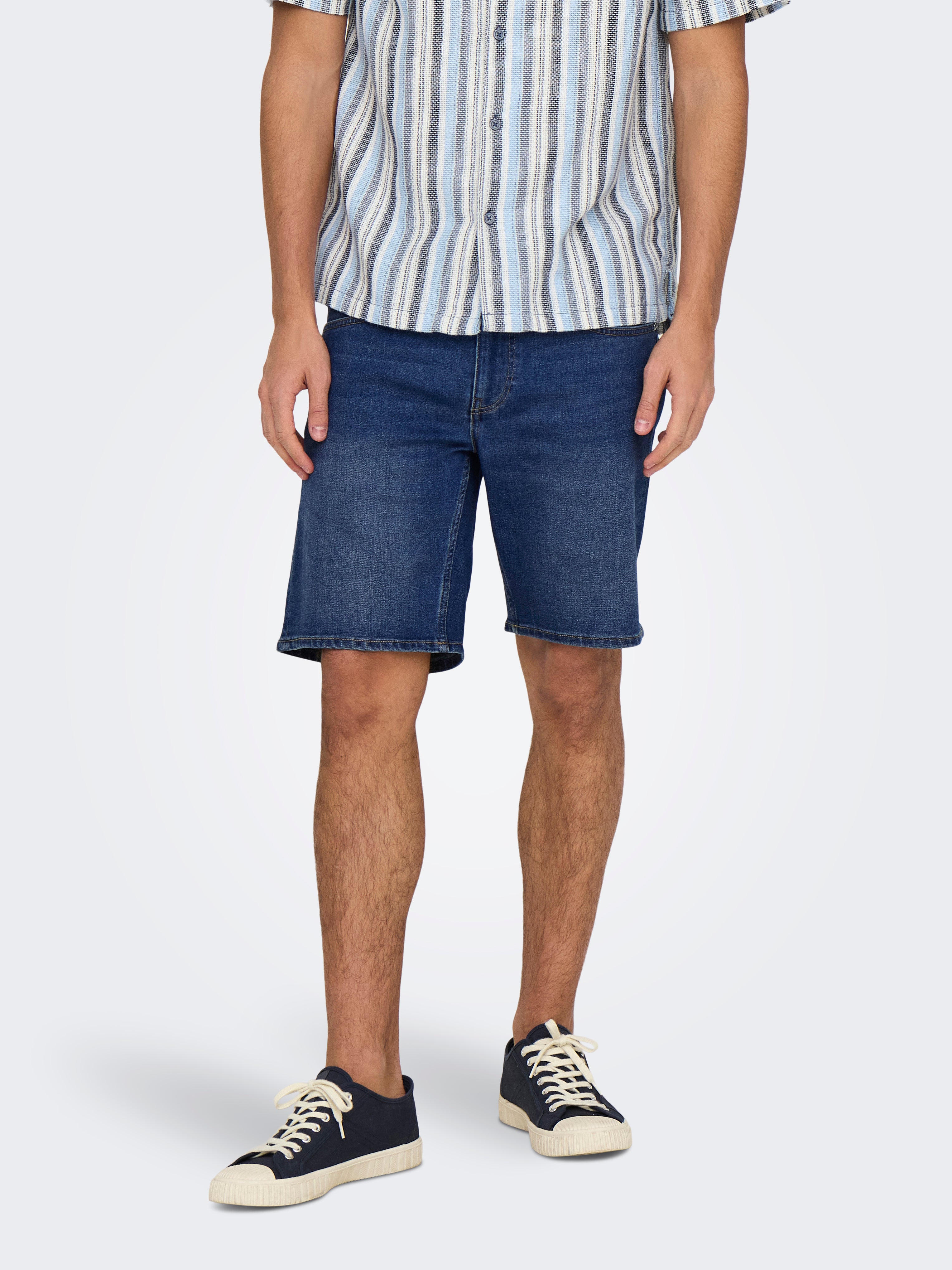 Only & Sons Herren Shorts Medium Blue Den