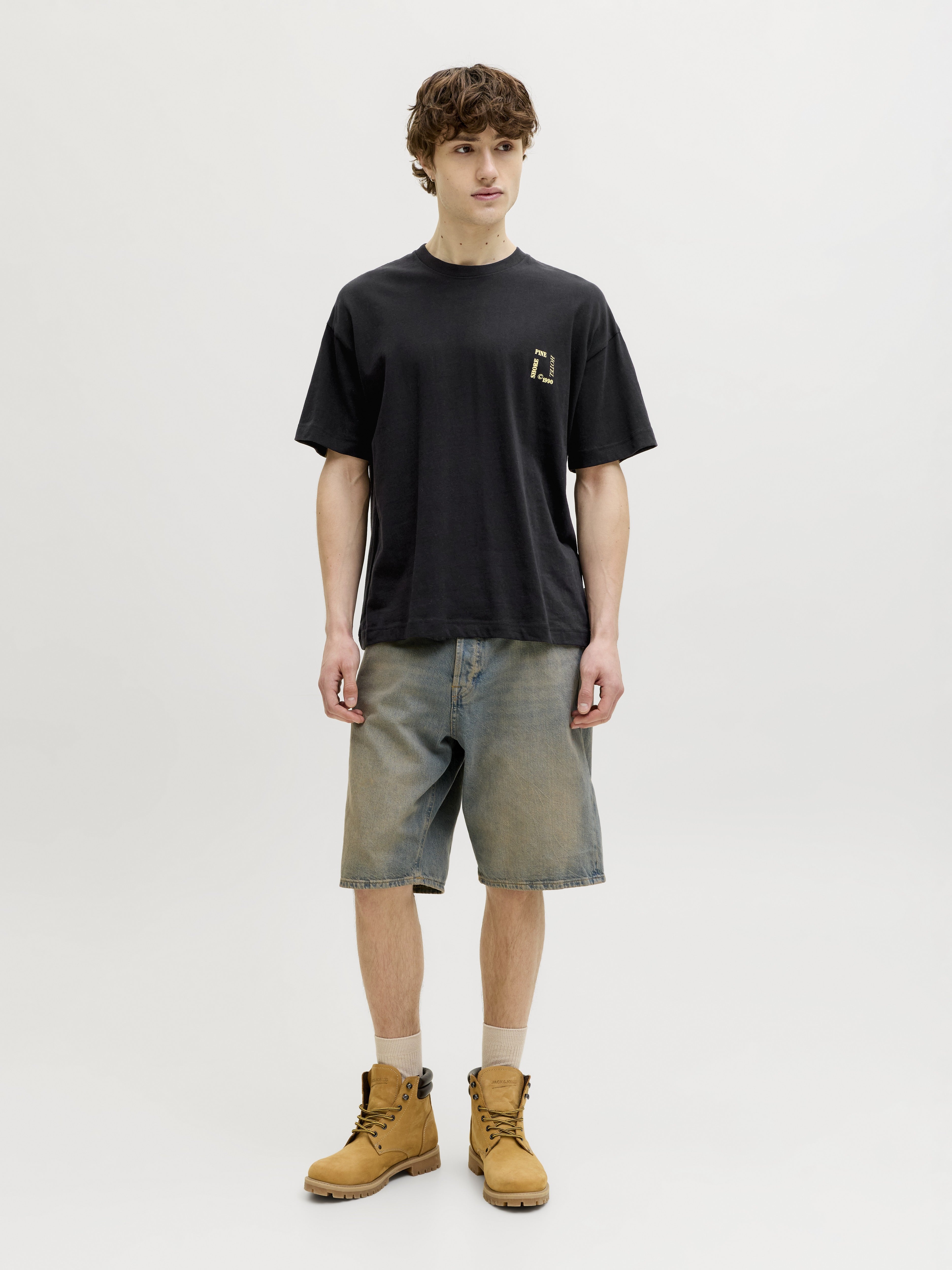Jack & Jones Herren T-Shirts kurz Black/W. Colorf