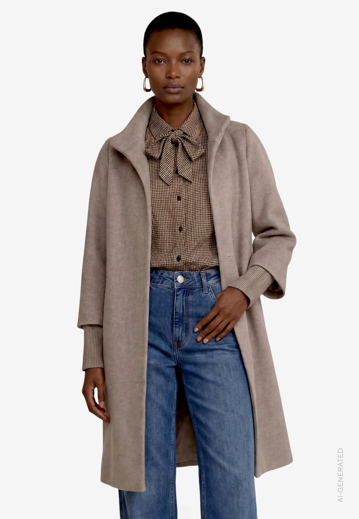 Zero Damen Mantel Taupe Melange