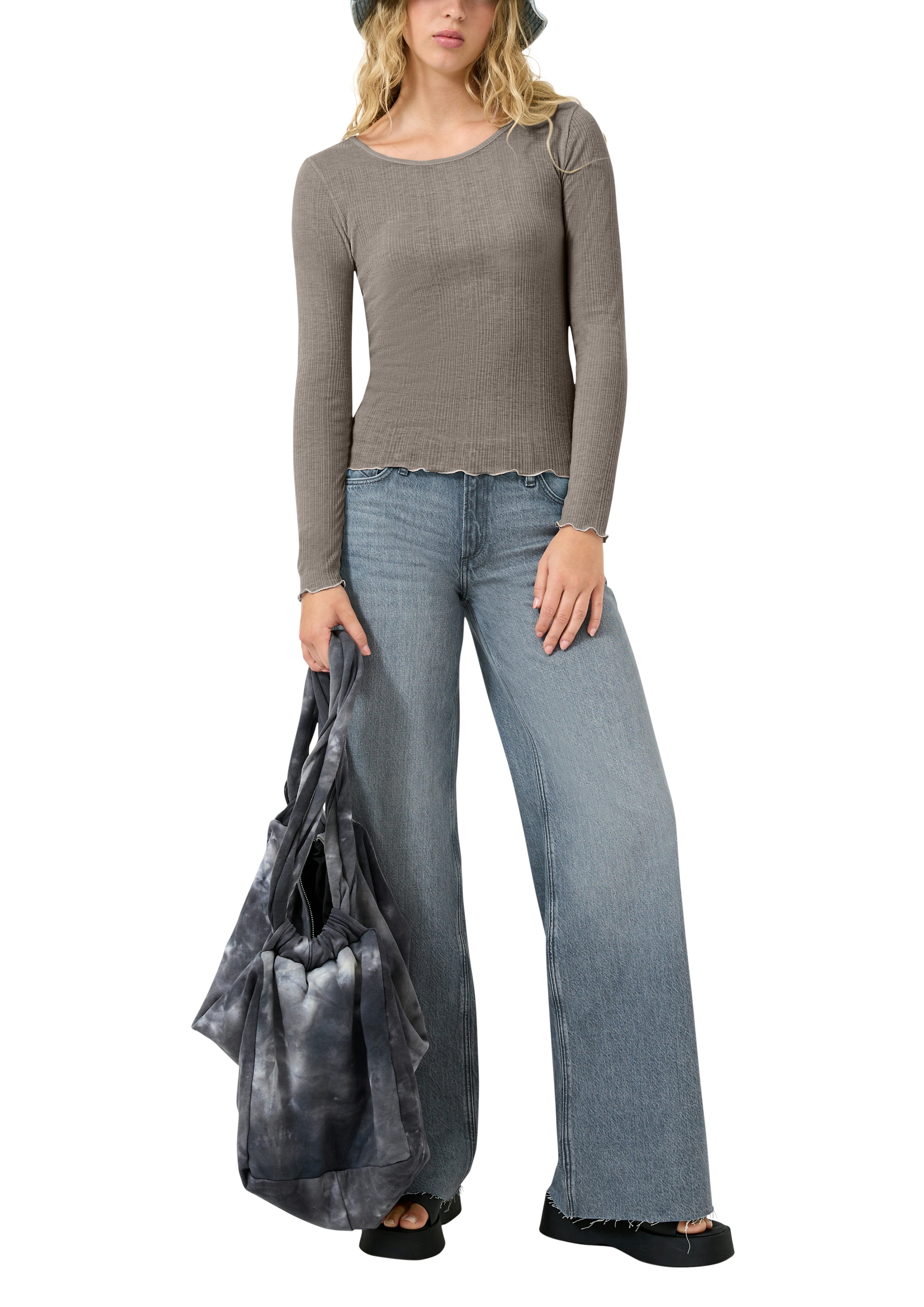 QS by S.Oliver Damen T-Shirts Grey/Black