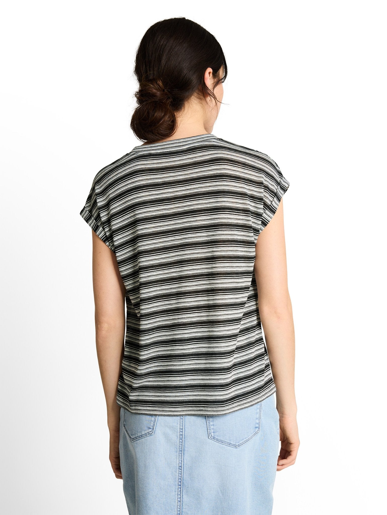 Tom Tailor denim Damen T-Shirts Black White Gra