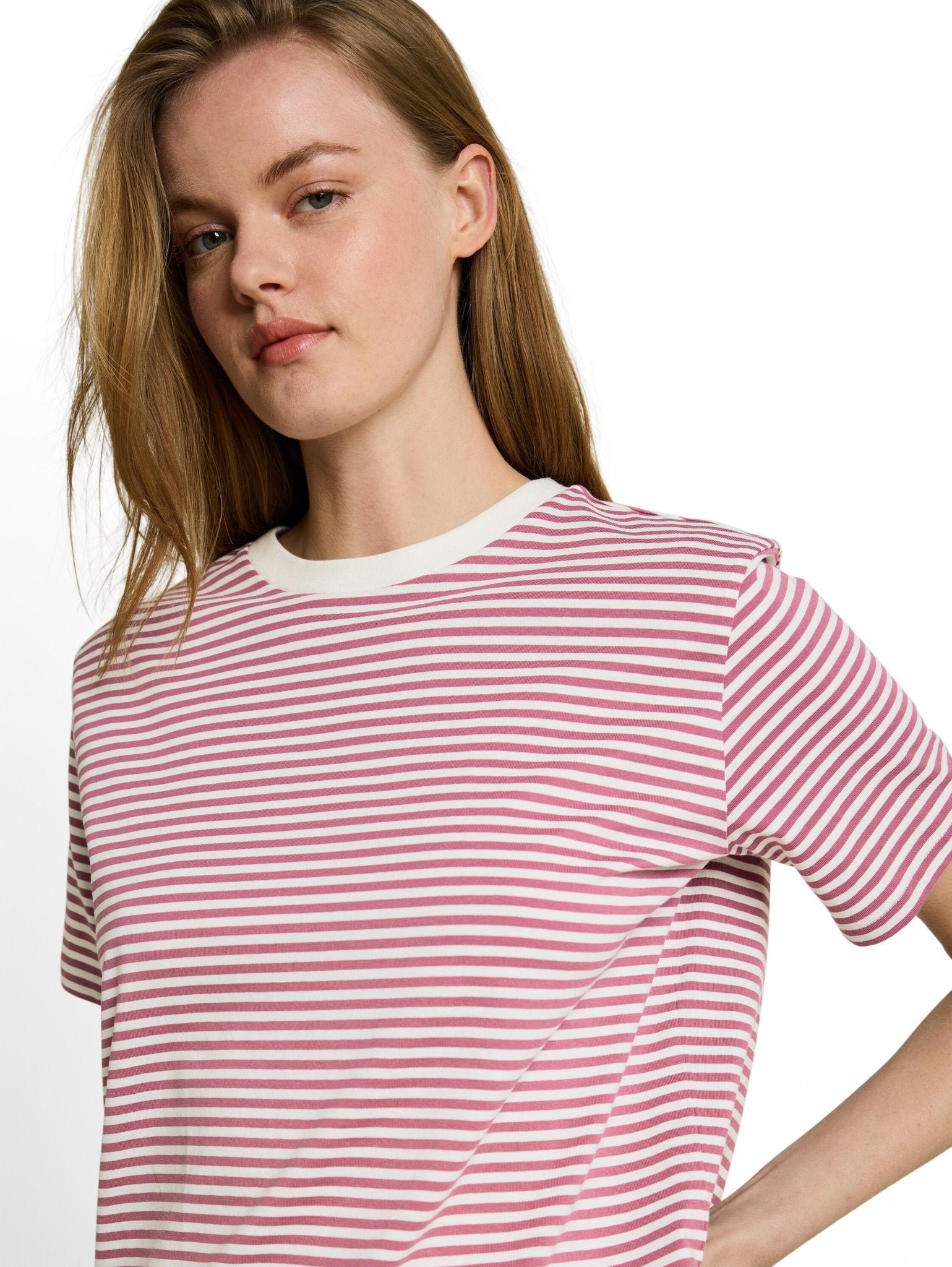 Tom Tailor denim Damen T-Shirts Mauve White Str