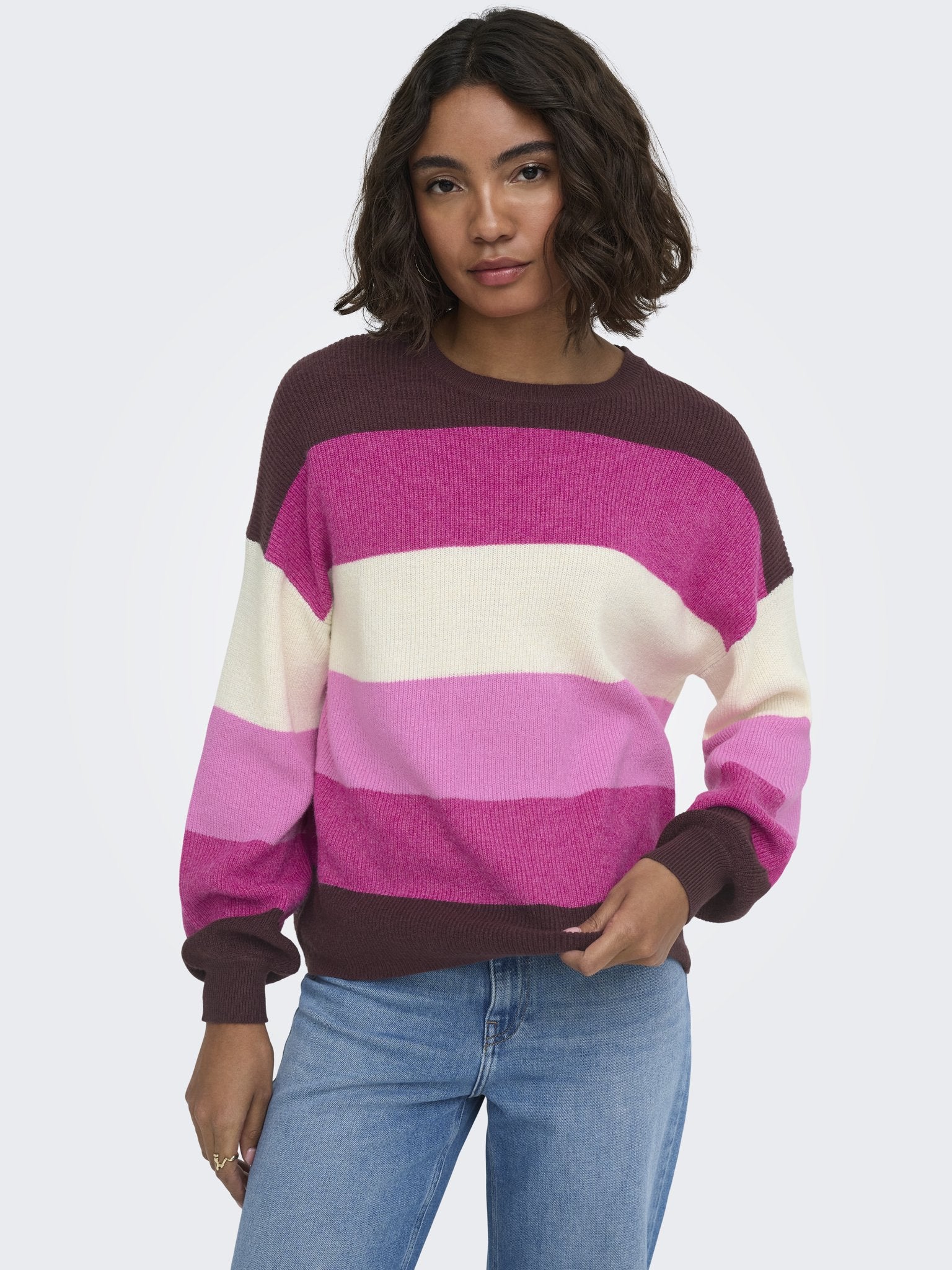 only Damen Pullover Fudge/Fuchsia R