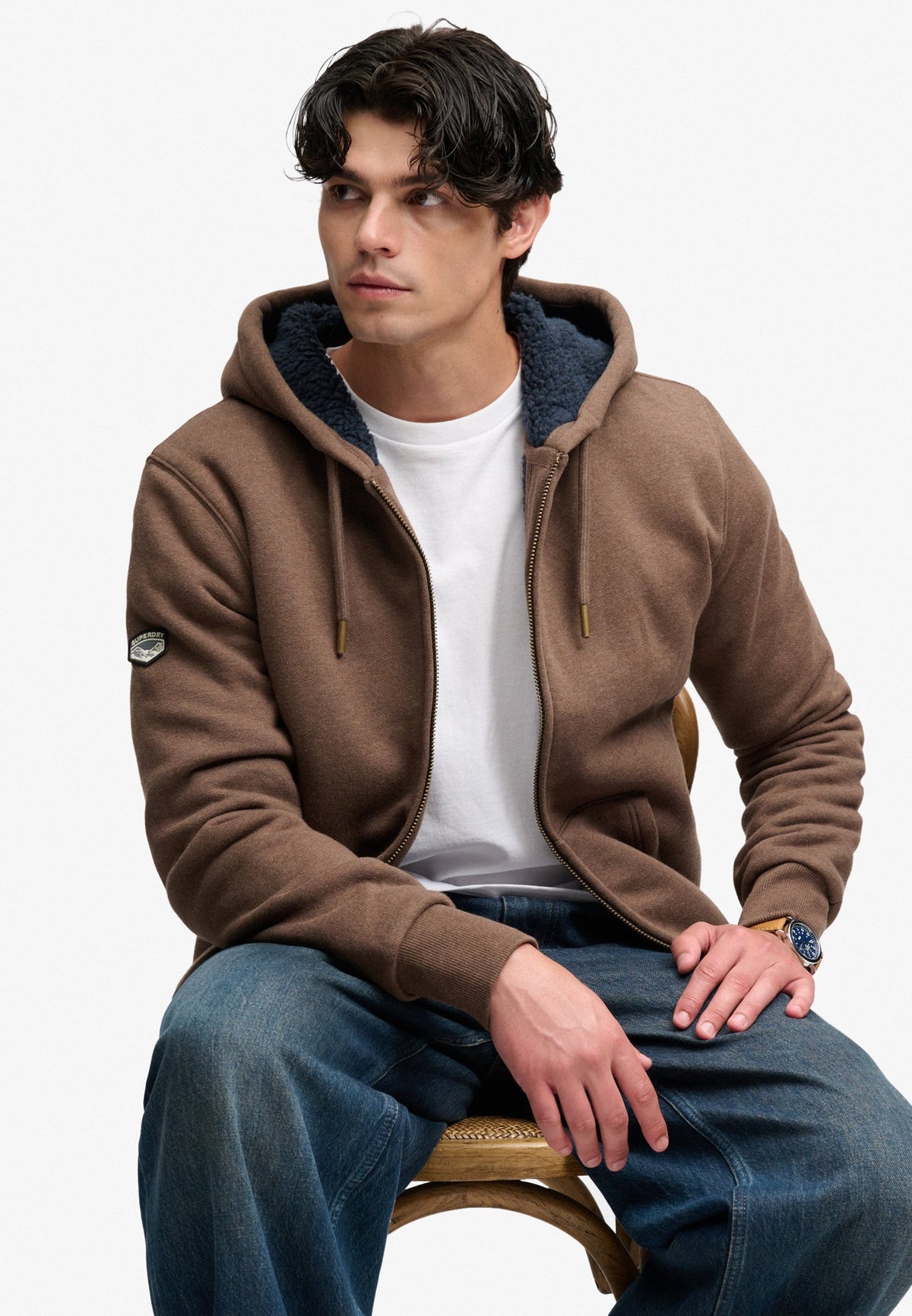 Superdry Men Herren Sweatjacken Mp Mocha Brown