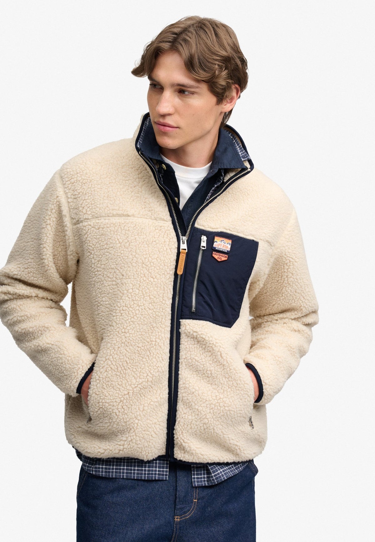 Superdry Herren Sweatjacken Mn Oatmeal/Oli