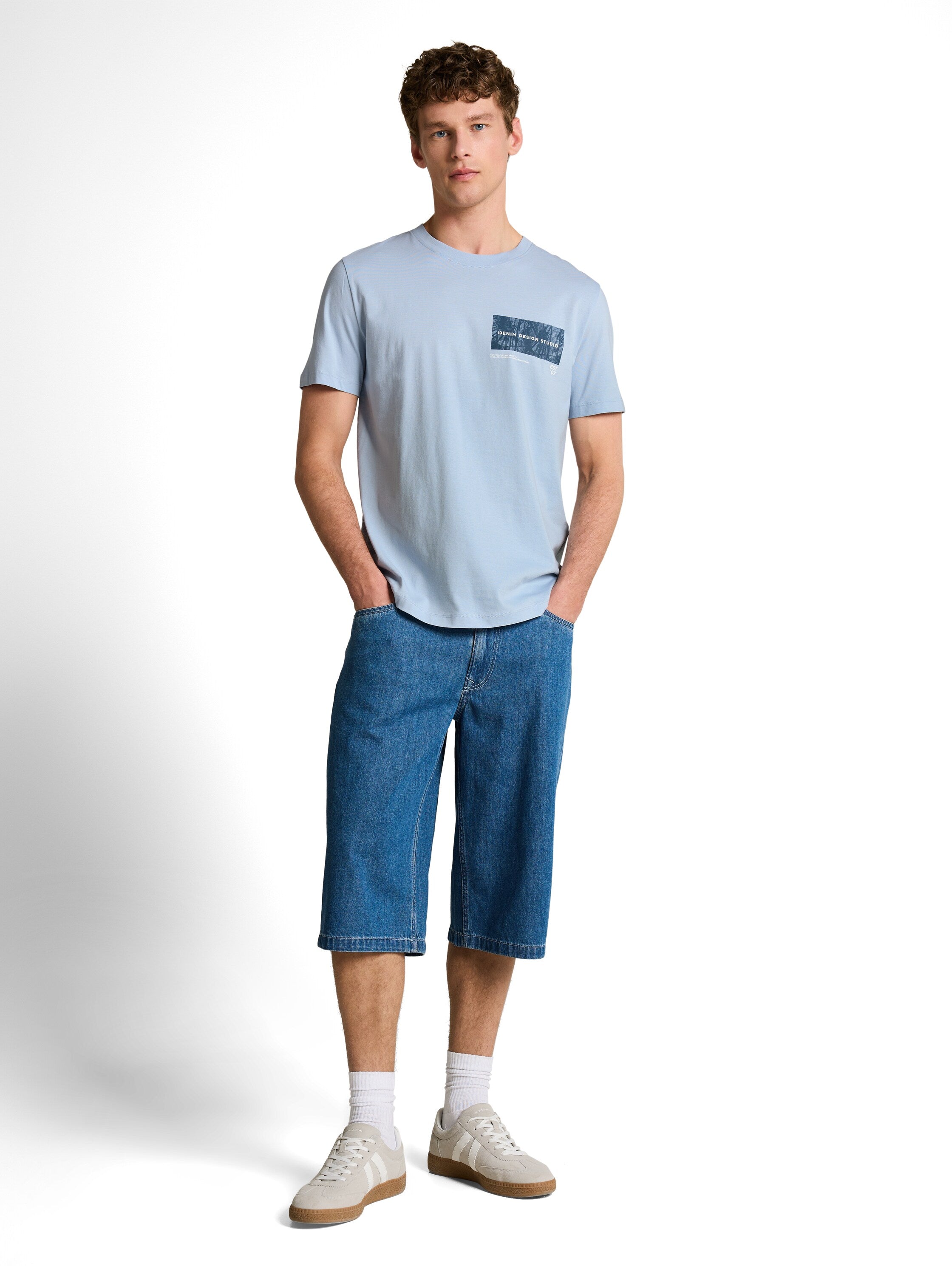Tom Tailor denim Herren T-Shirts kurz Smart Light Blu