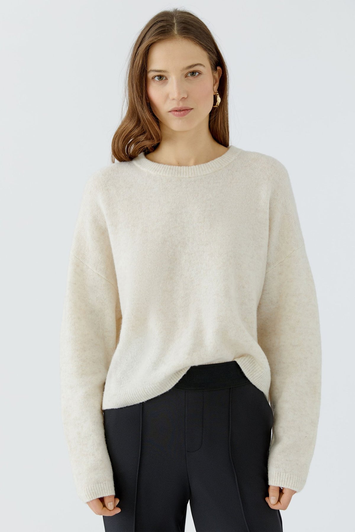 Oui Damen Pullover Offwhite