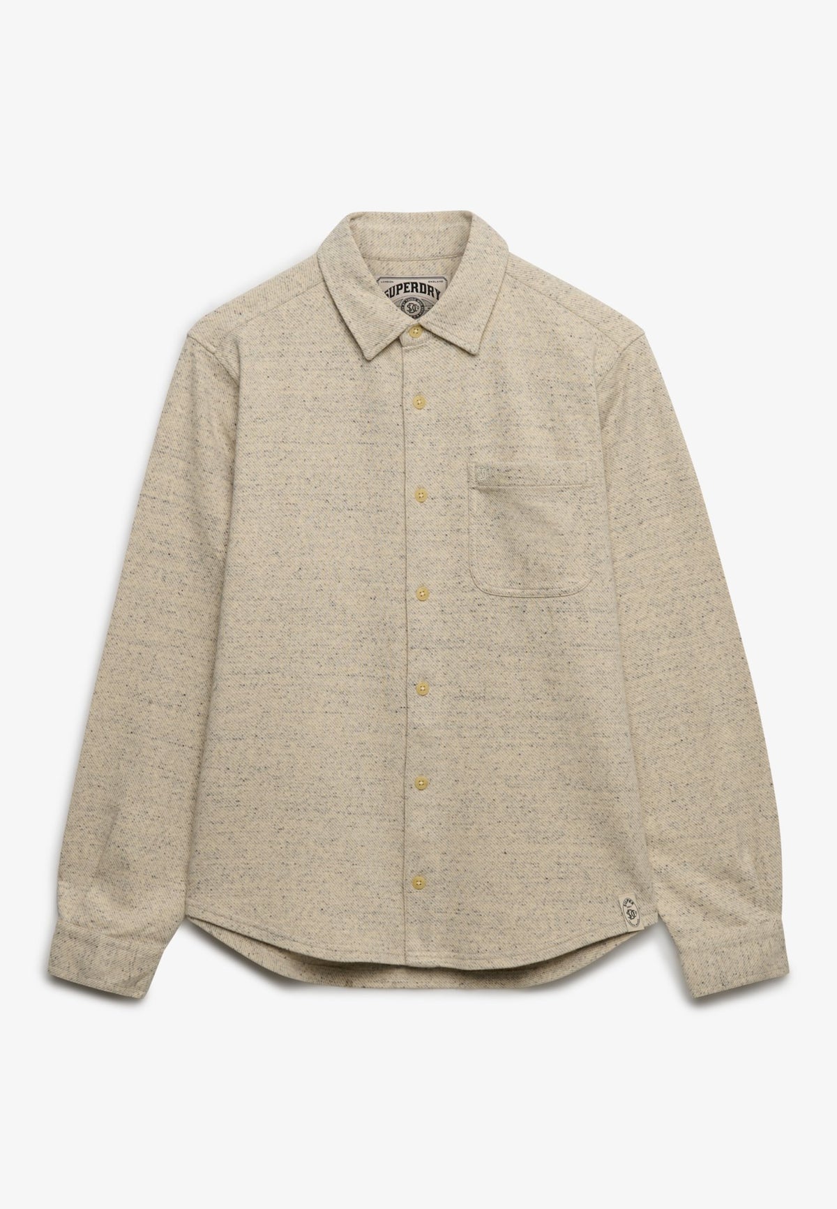 Superdry Herren Hemden lang Oz Ecru Tweed