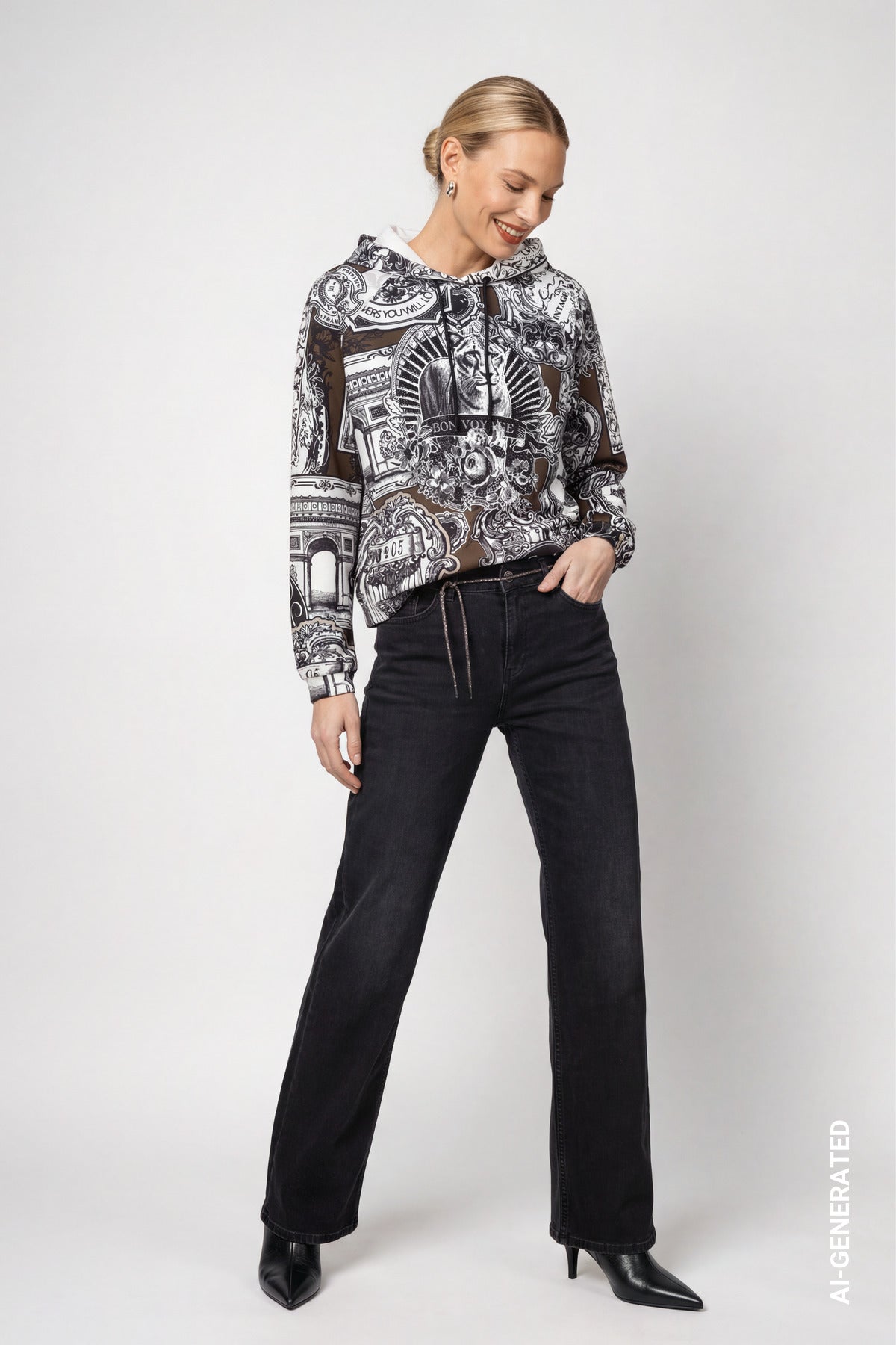 Monari Damen T-Shirts Schwarz Gem
