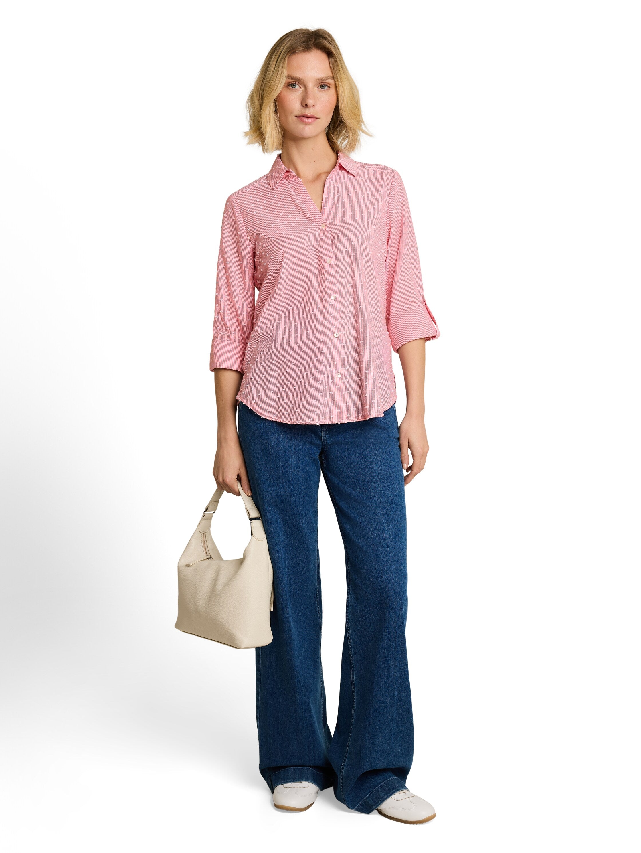 Tom Tailor Damen Blusen kurz Red Dobby Strip