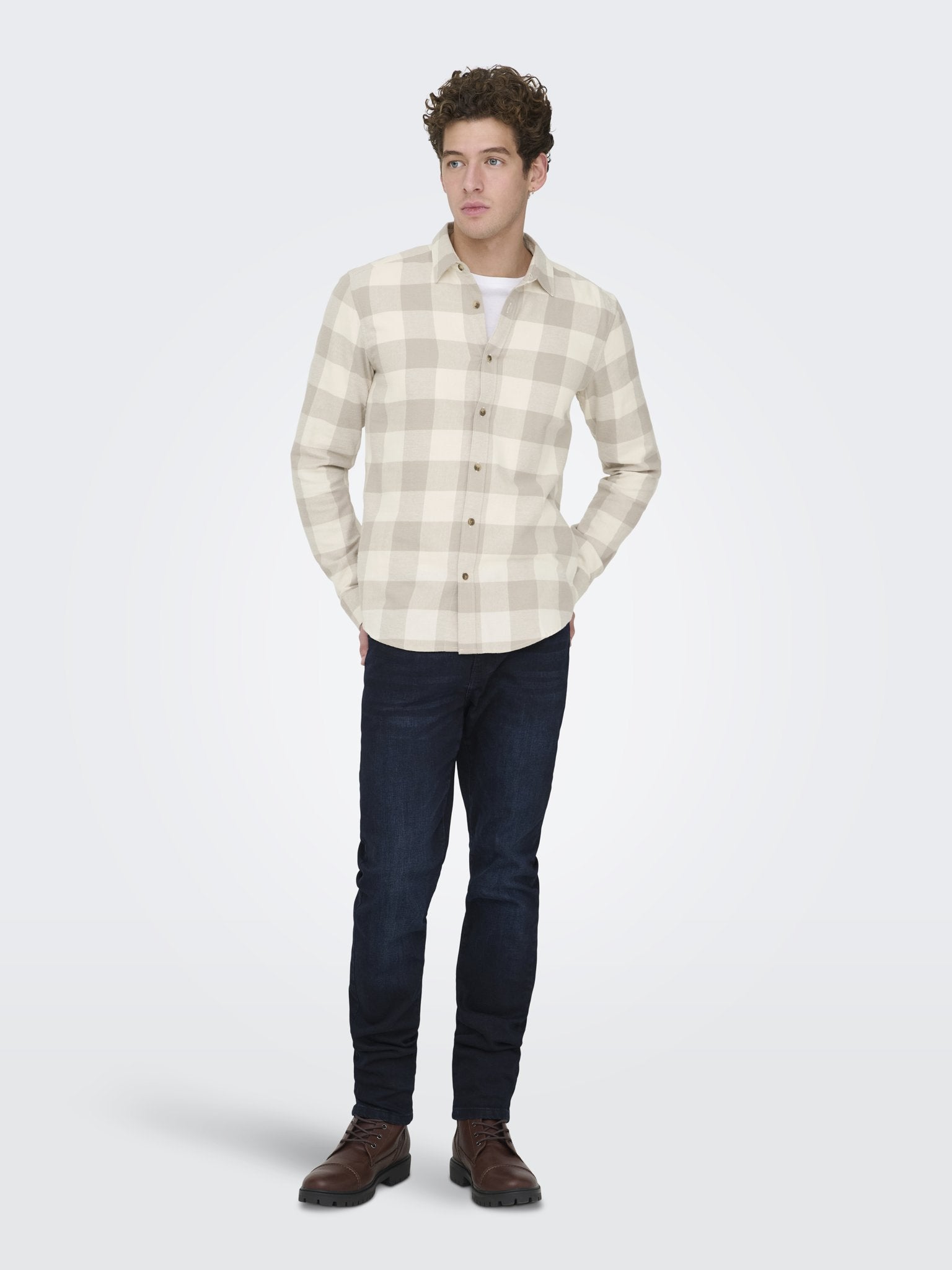 Only & Sons Herren Hemden lang Antique White