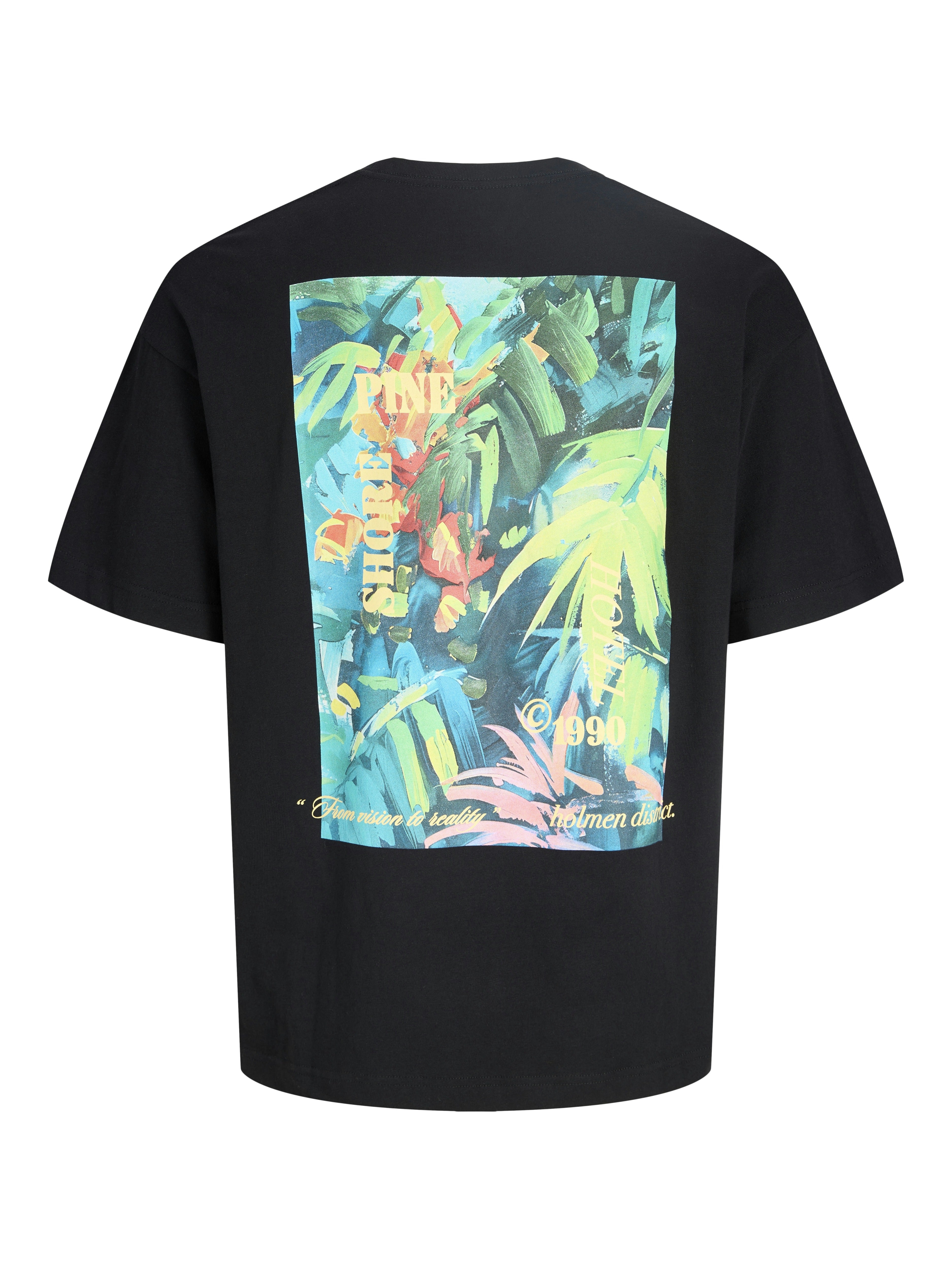 Jack & Jones Herren T-Shirts kurz Black/W. Colorf