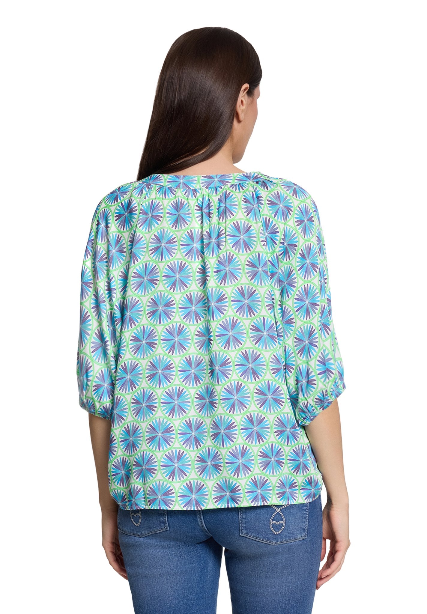 Cartoon Damen Blusen Green/Blue