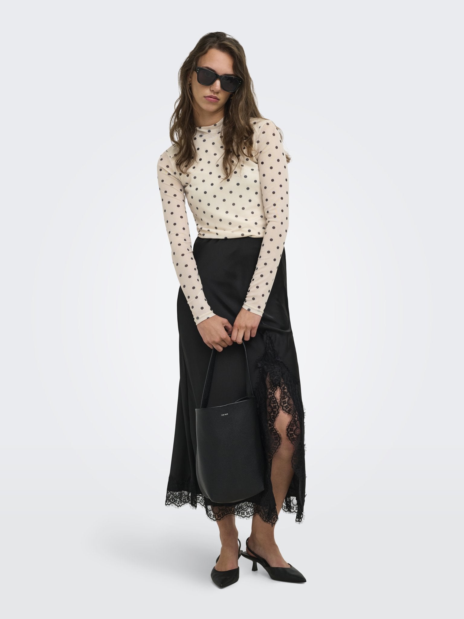 Only Damen T-Shirts Seedpearl/Black