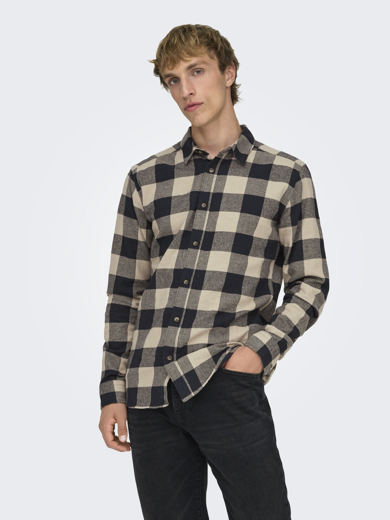 Only & Sons Herren Hemden lang Dark Navy