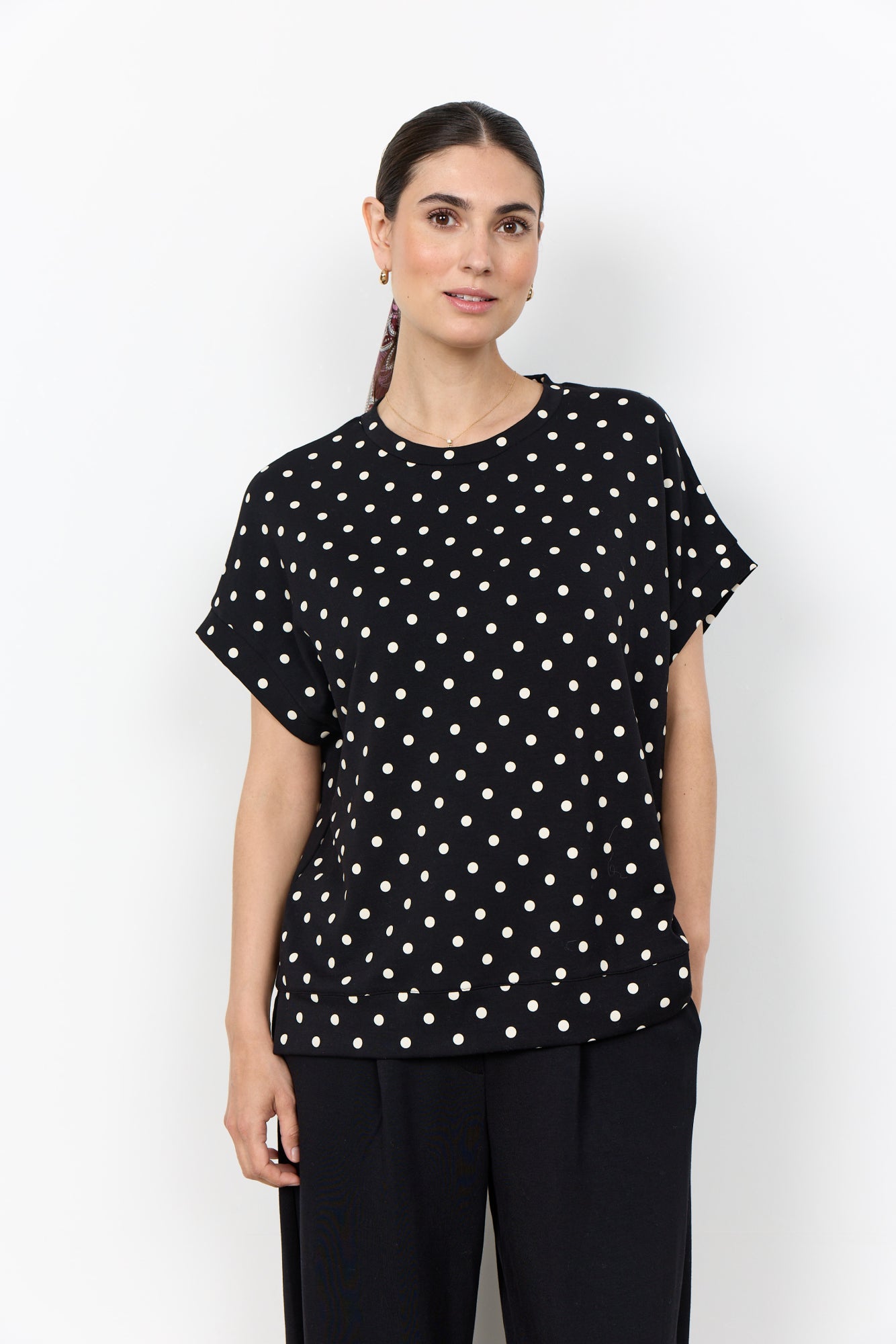 Soya Concept Damen Blusen kurz Black Combi