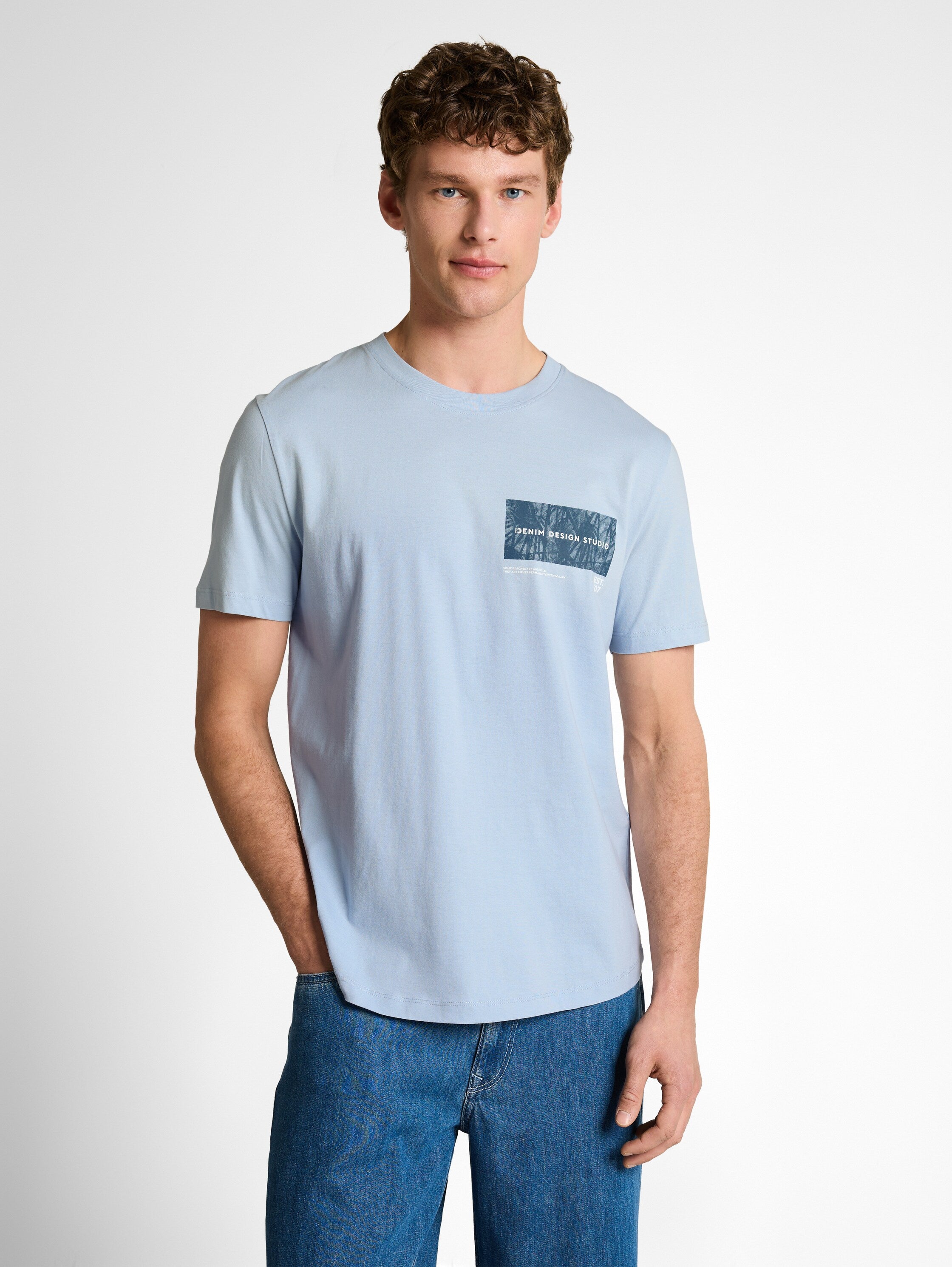 Tom Tailor denim Herren T-Shirts kurz Smart Light Blu