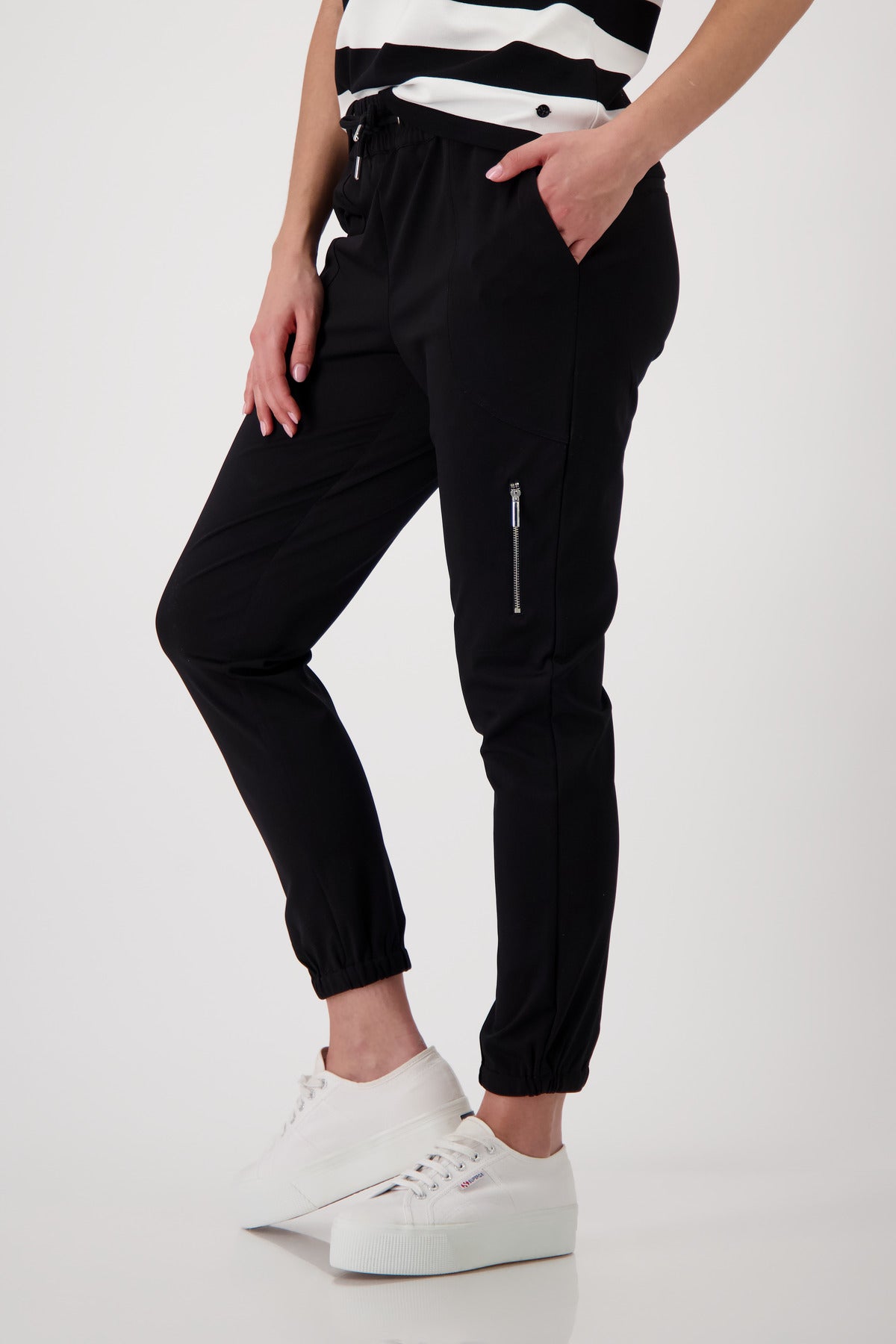 Monari Damen Hosen Schwarz