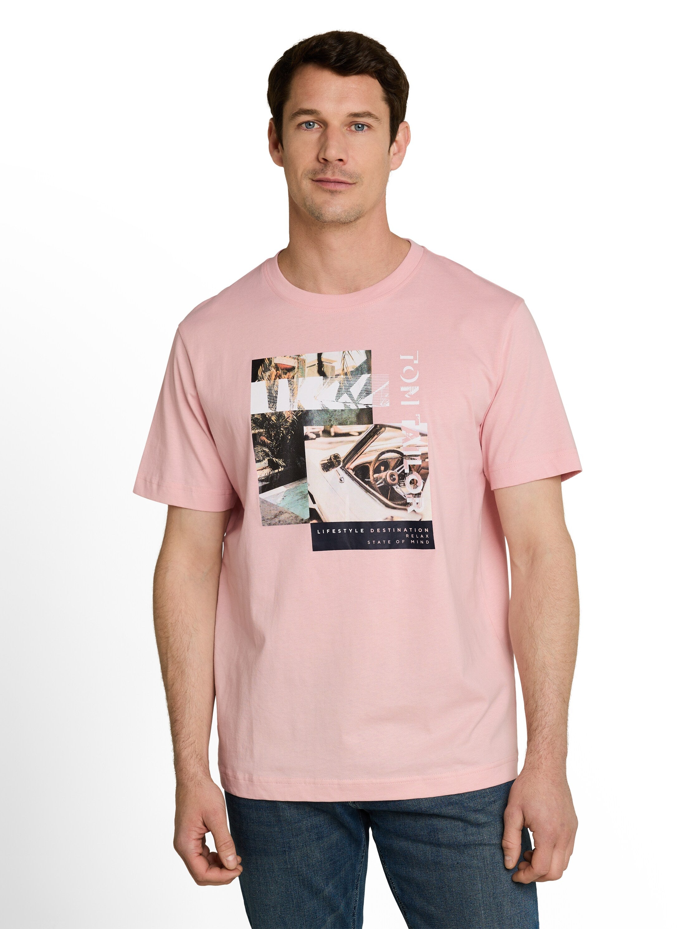 Tom Tailor Herren T-Shirts kurz Twinkle Pink
