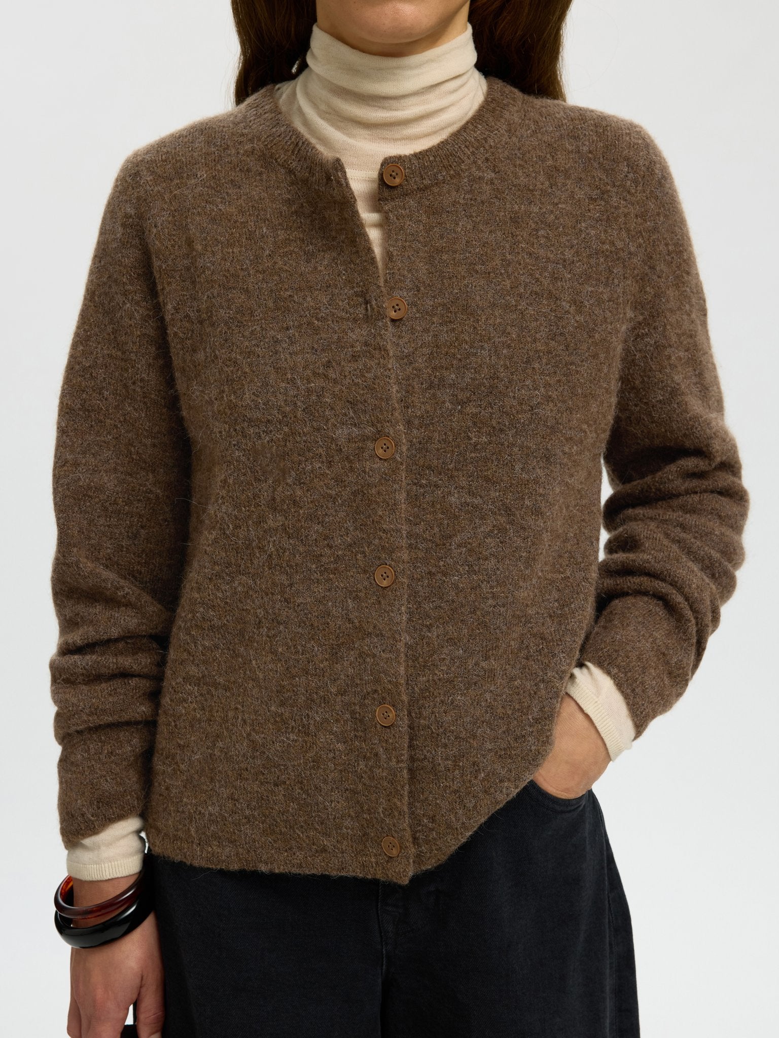 Selected Femme Damen Strickjacken Dachshund/Melan