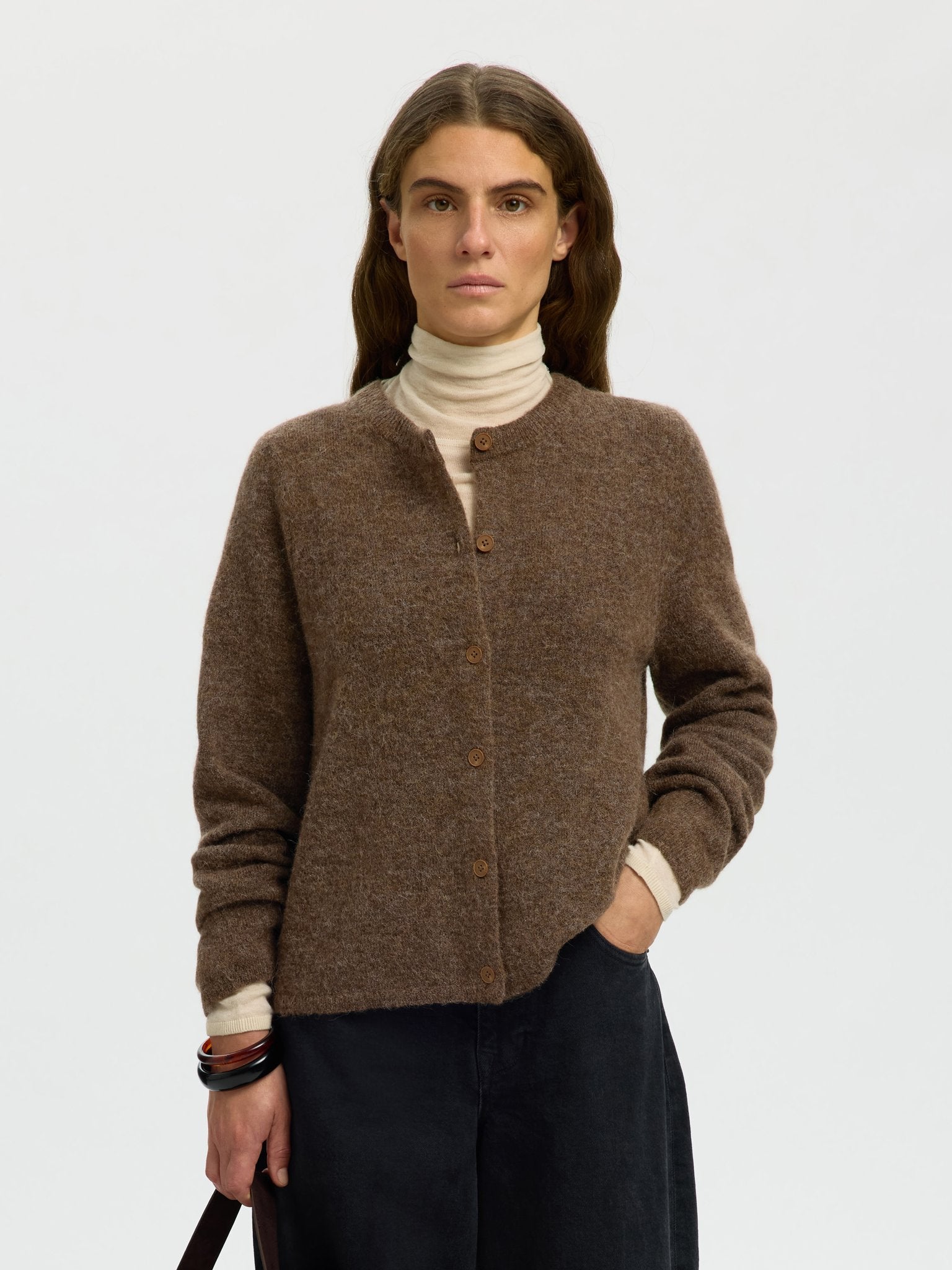 Selected Femme Damen Strickjacken Dachshund/Melan