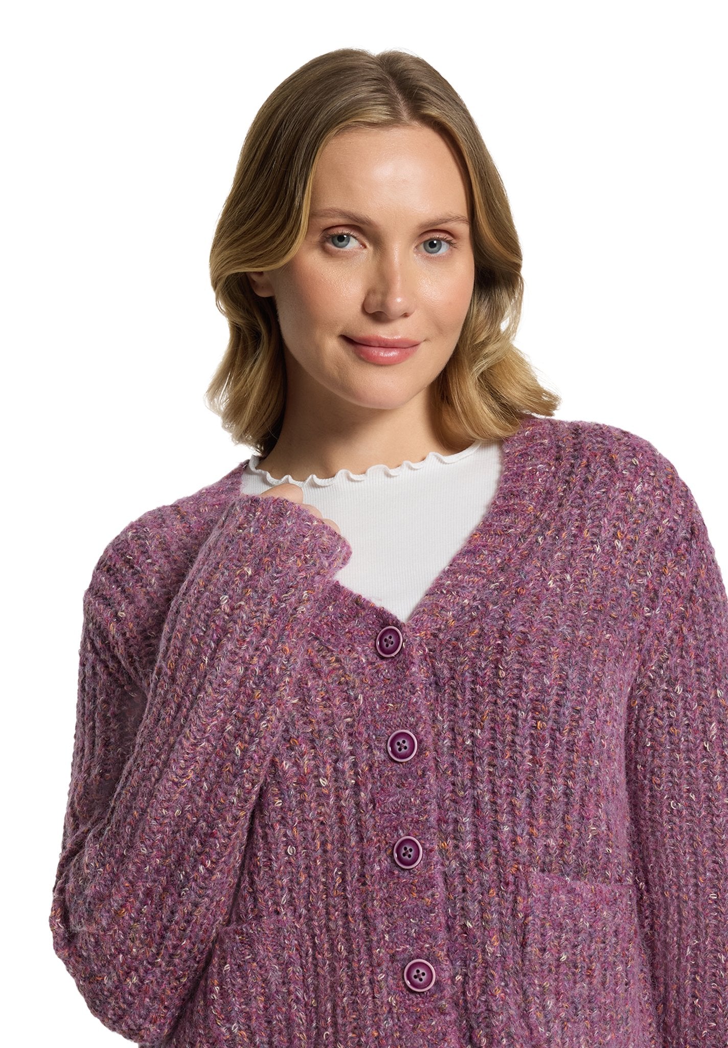 Cartoon Damen Strickjacken Dark Purple Mel