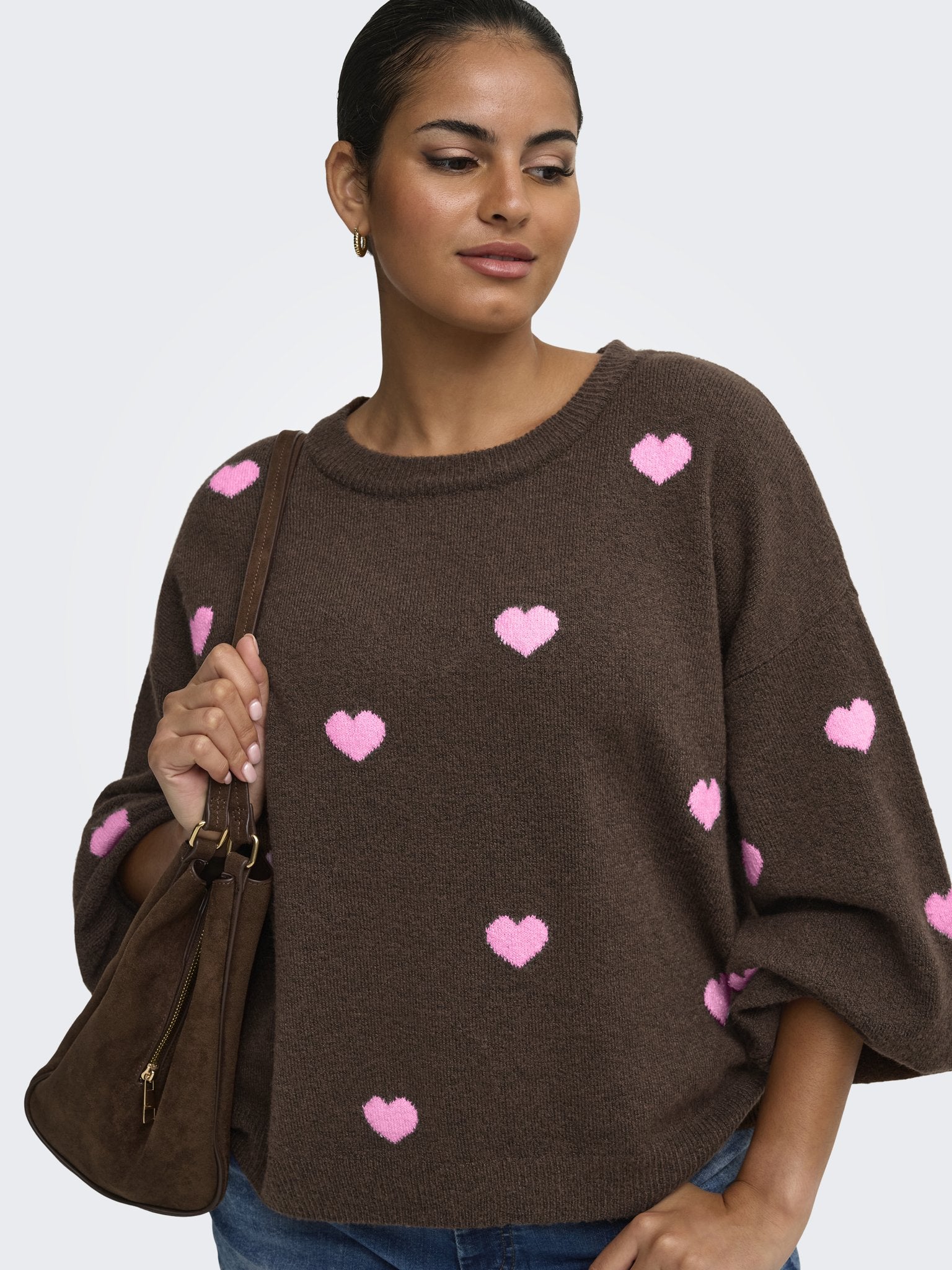 Only Caramkoma Damen Pullover Coffee Bean/Hea