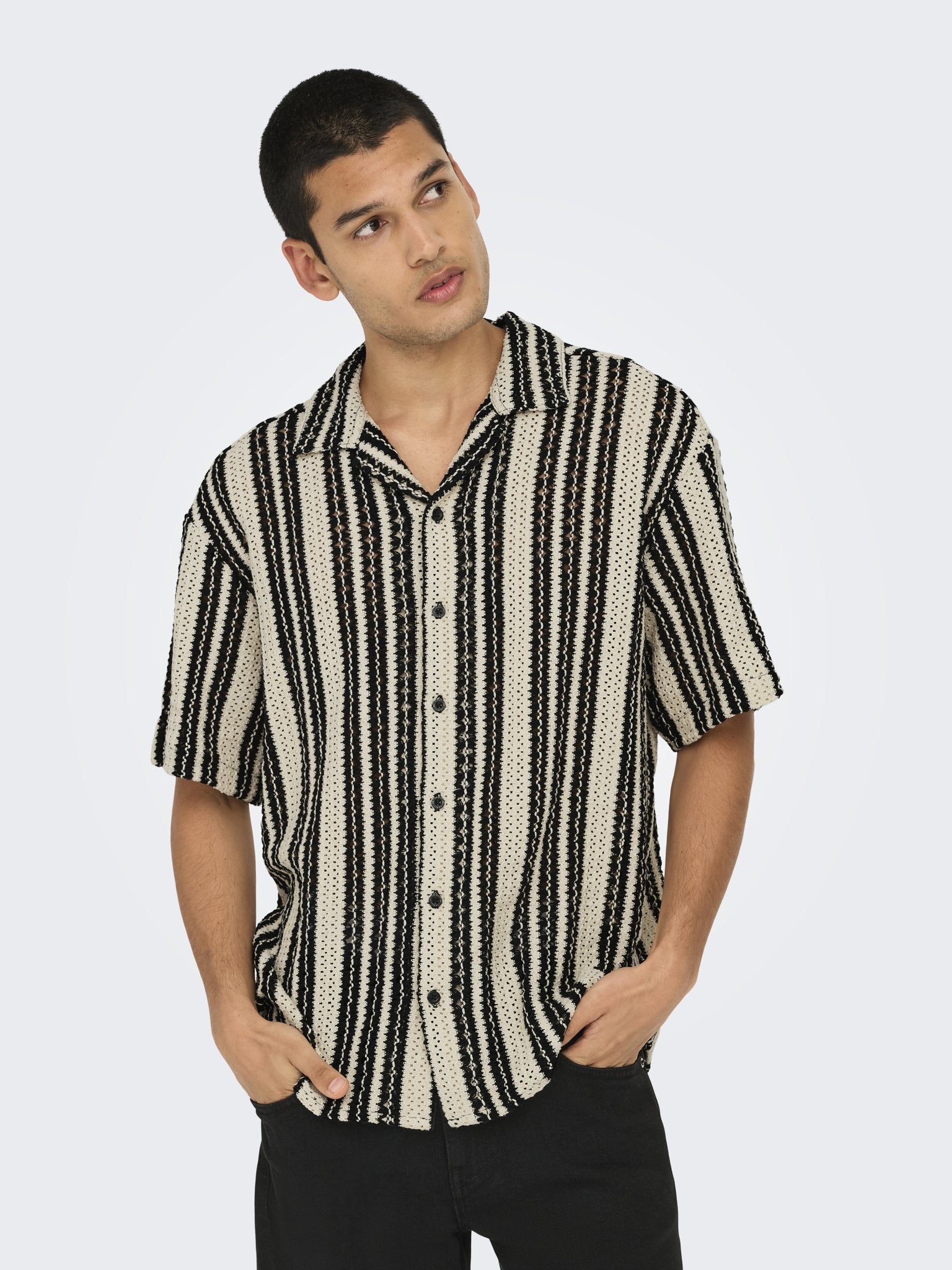 Only & Sons Herren Hemden lang Cloud Dancer/Bl