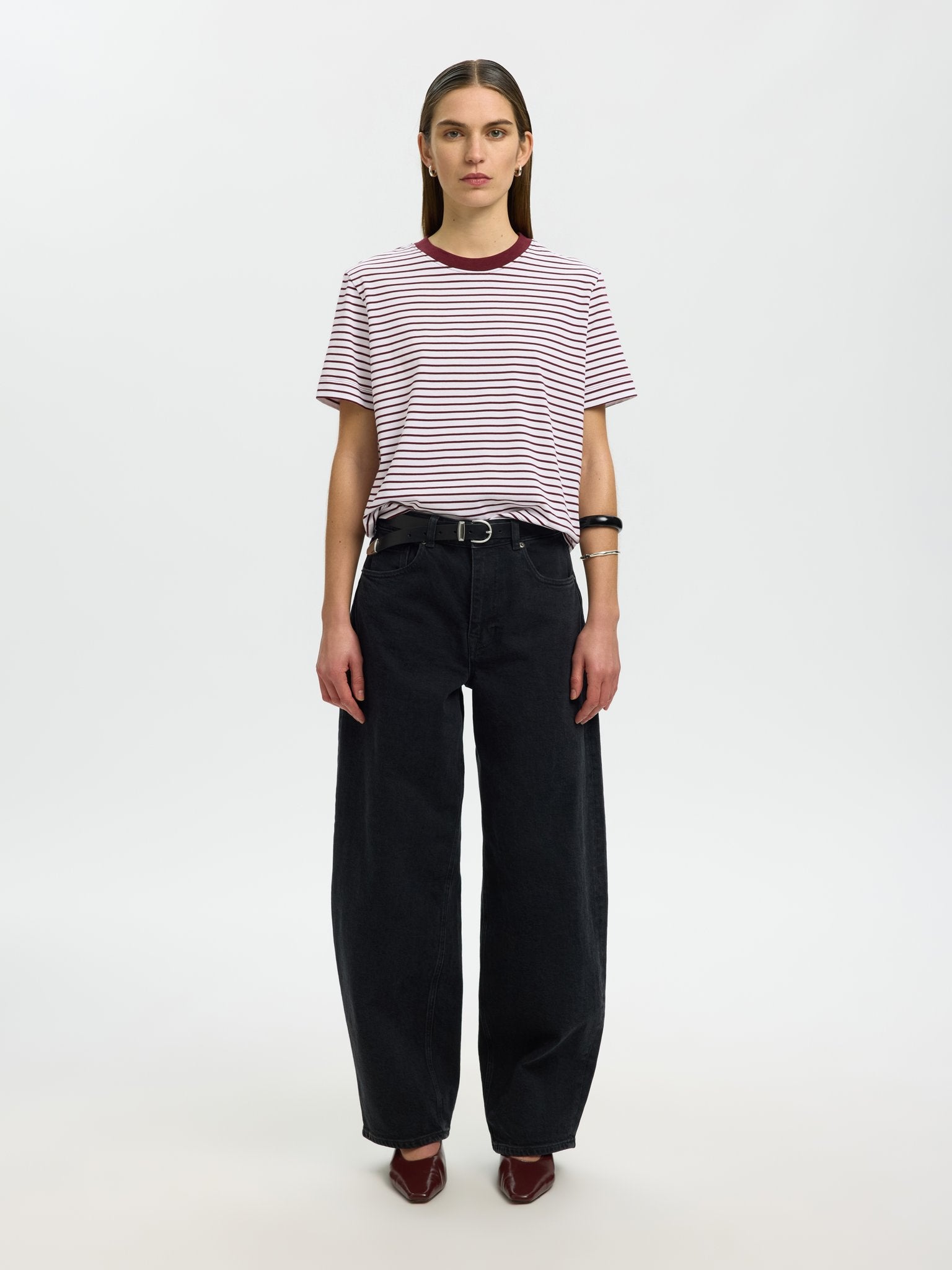 Selected Femme Damen T-Shirts Tawny Port/Brig