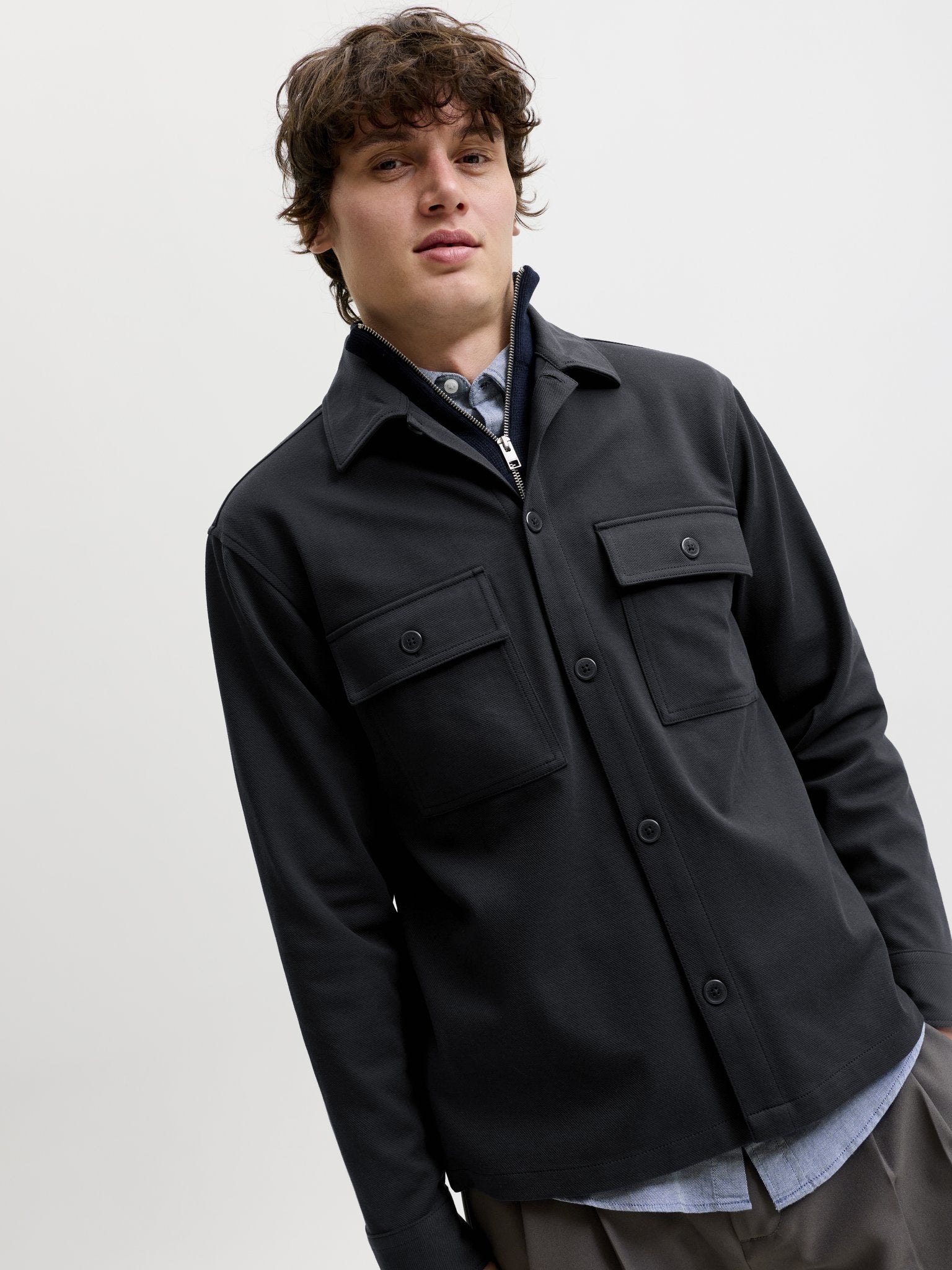 Jack & Jones Herren Hemden lang Dark Navy