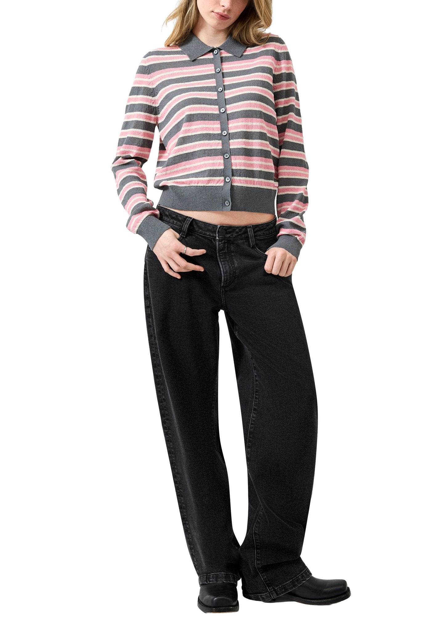 QS by S.Oliver Damen Strickjacken G Grey/Black