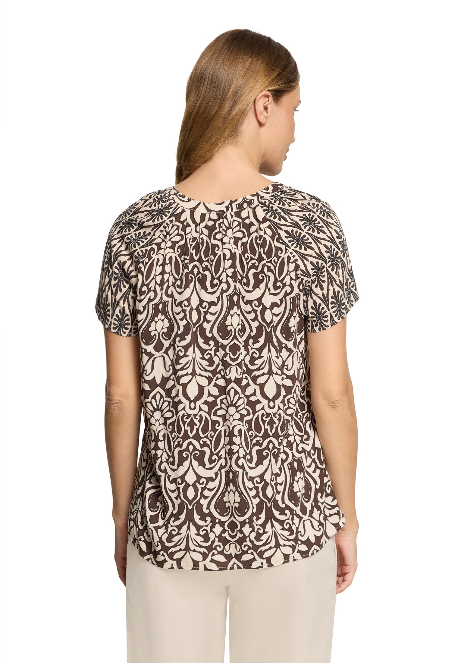 Cartoon Damen Blusen Patch Brown/Cre