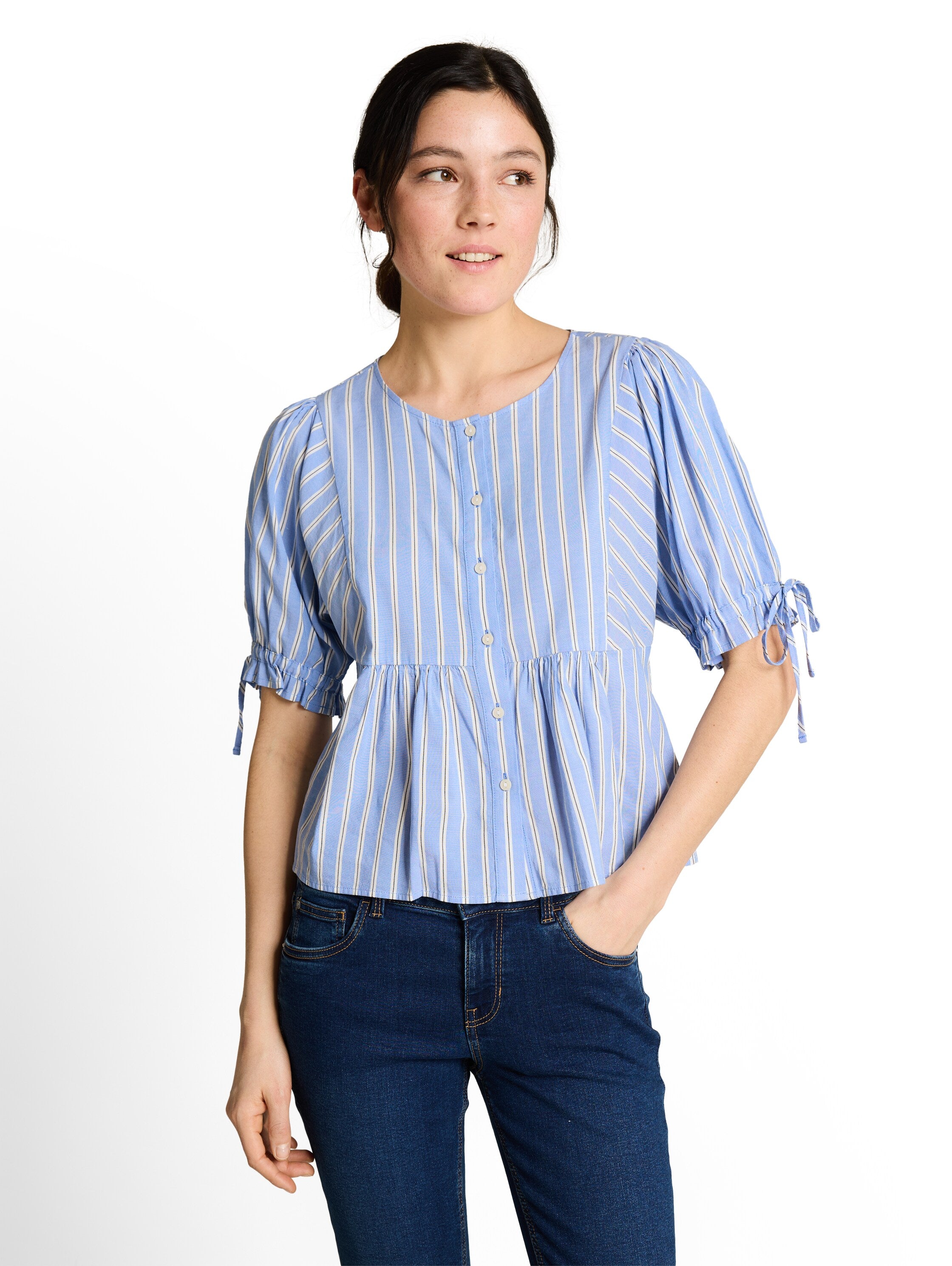 Tom Tailor denim Damen Blusen Blue White Vert