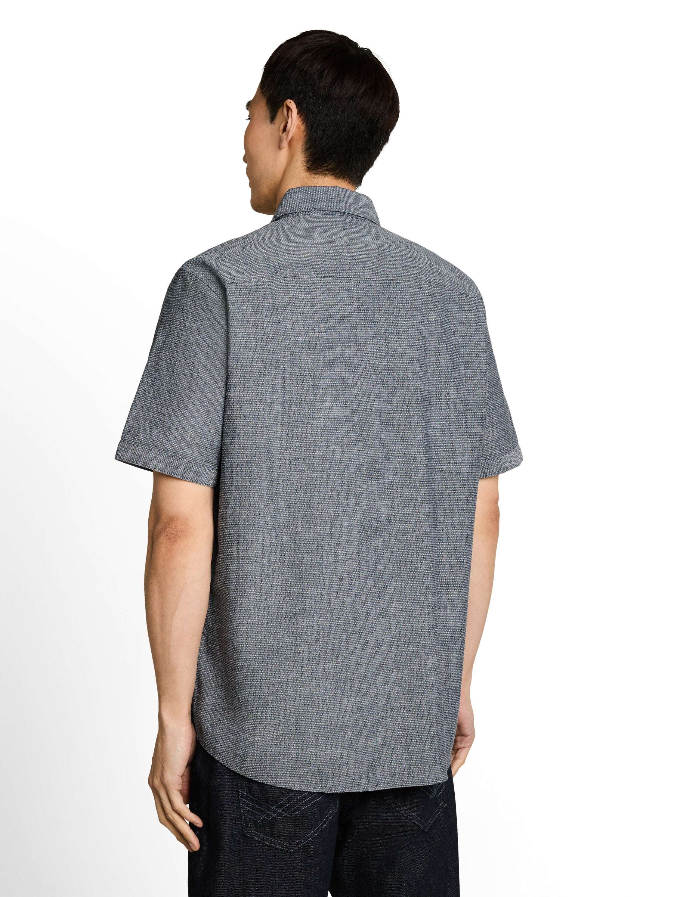 Tom Tailor Herren Hemden kurz Navy Structure