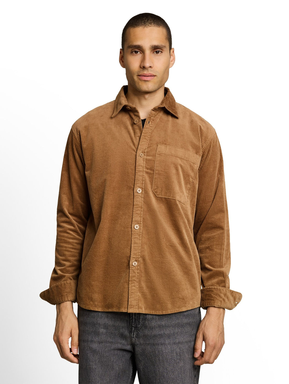 Tom Tailor denim Herren Hemden lang Malt Brown