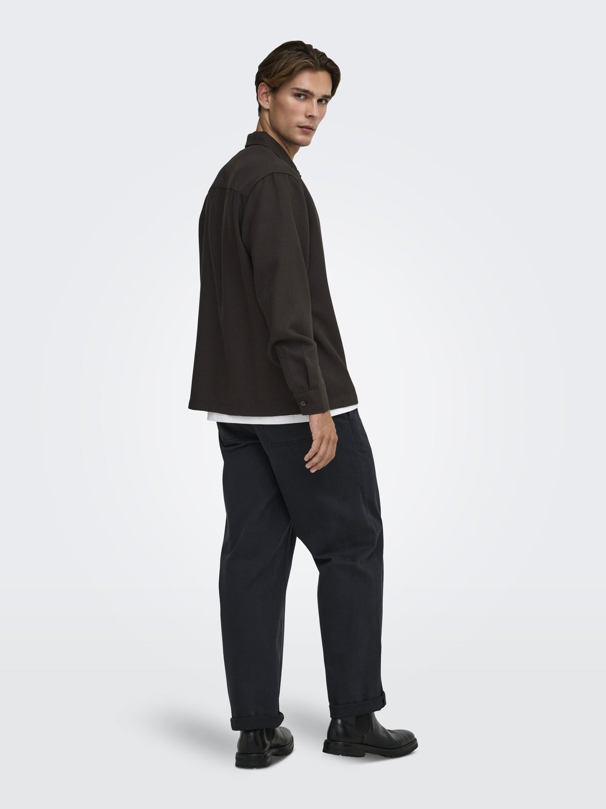 Only & Sons Herren Hemden lang Coffee Bean