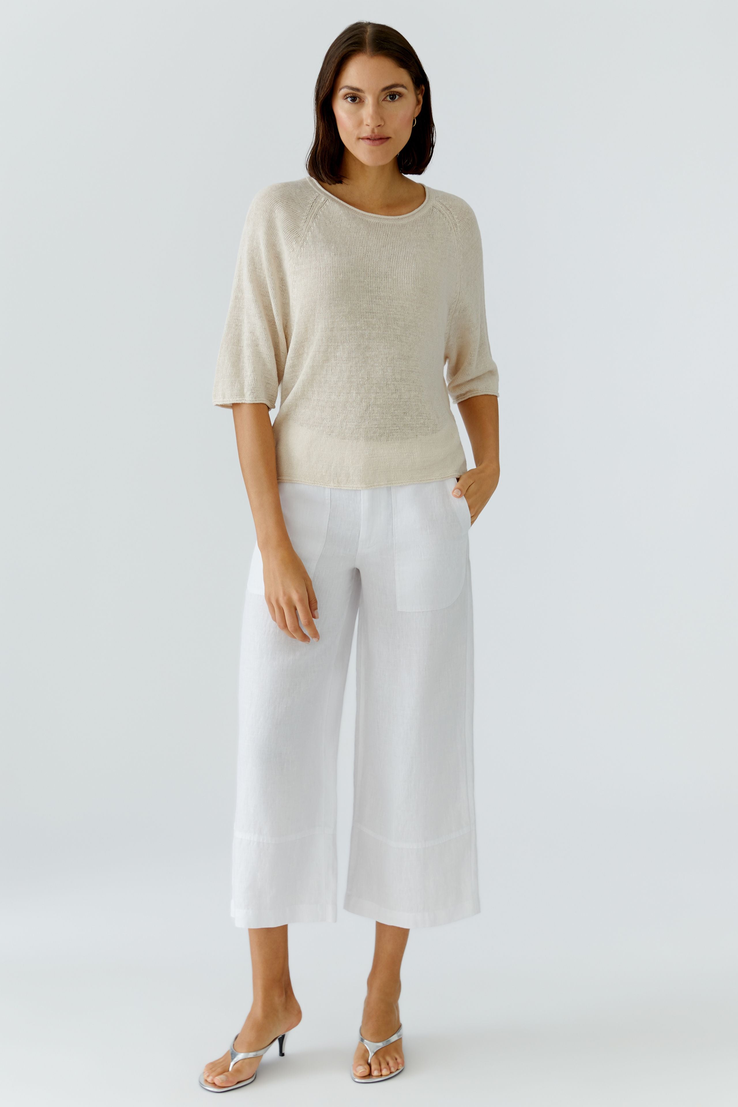 Oui Damen Pullover  Biscuit