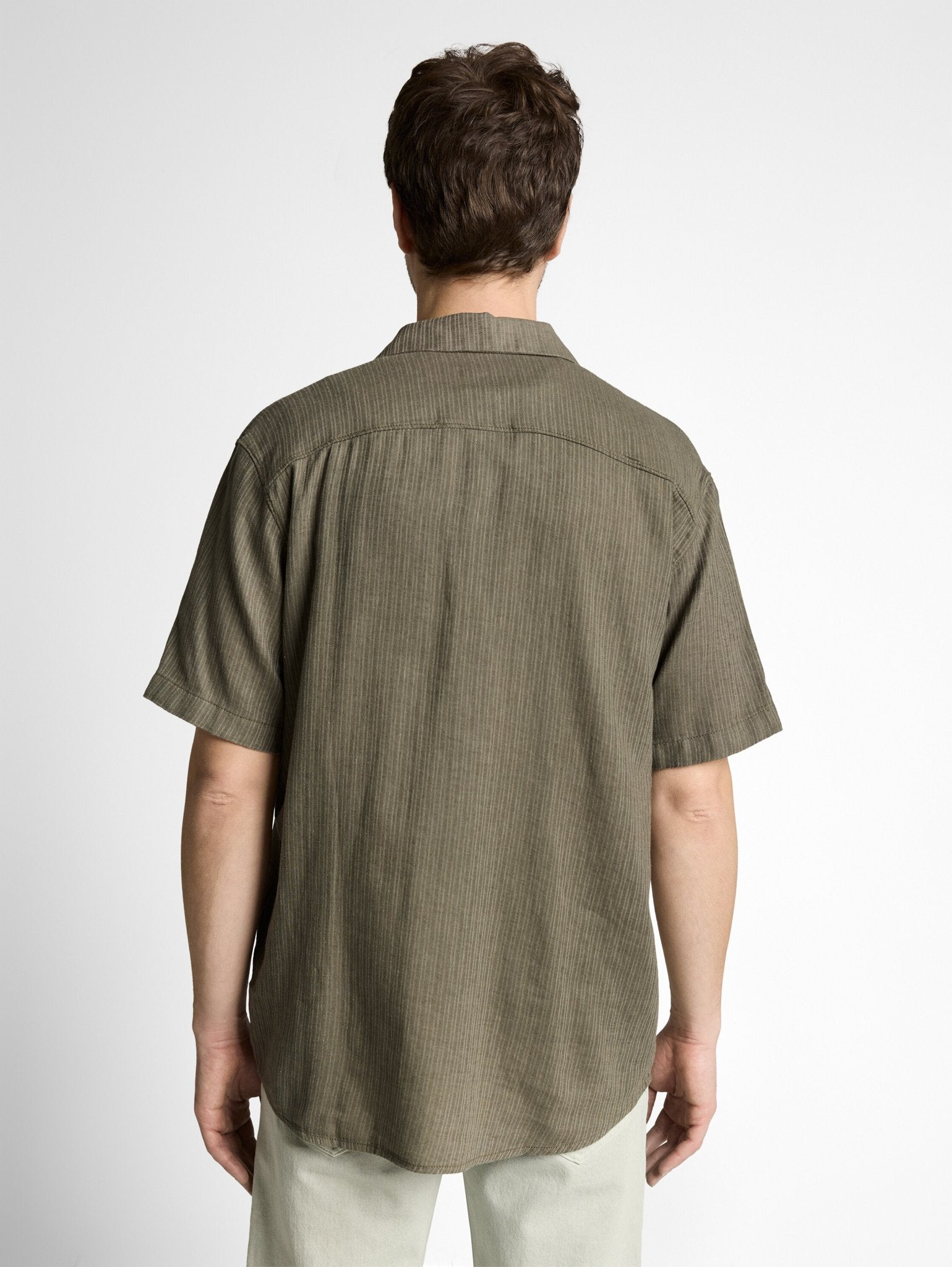 Tom Tailor Herren Hemden kurz Leaf Green Stri