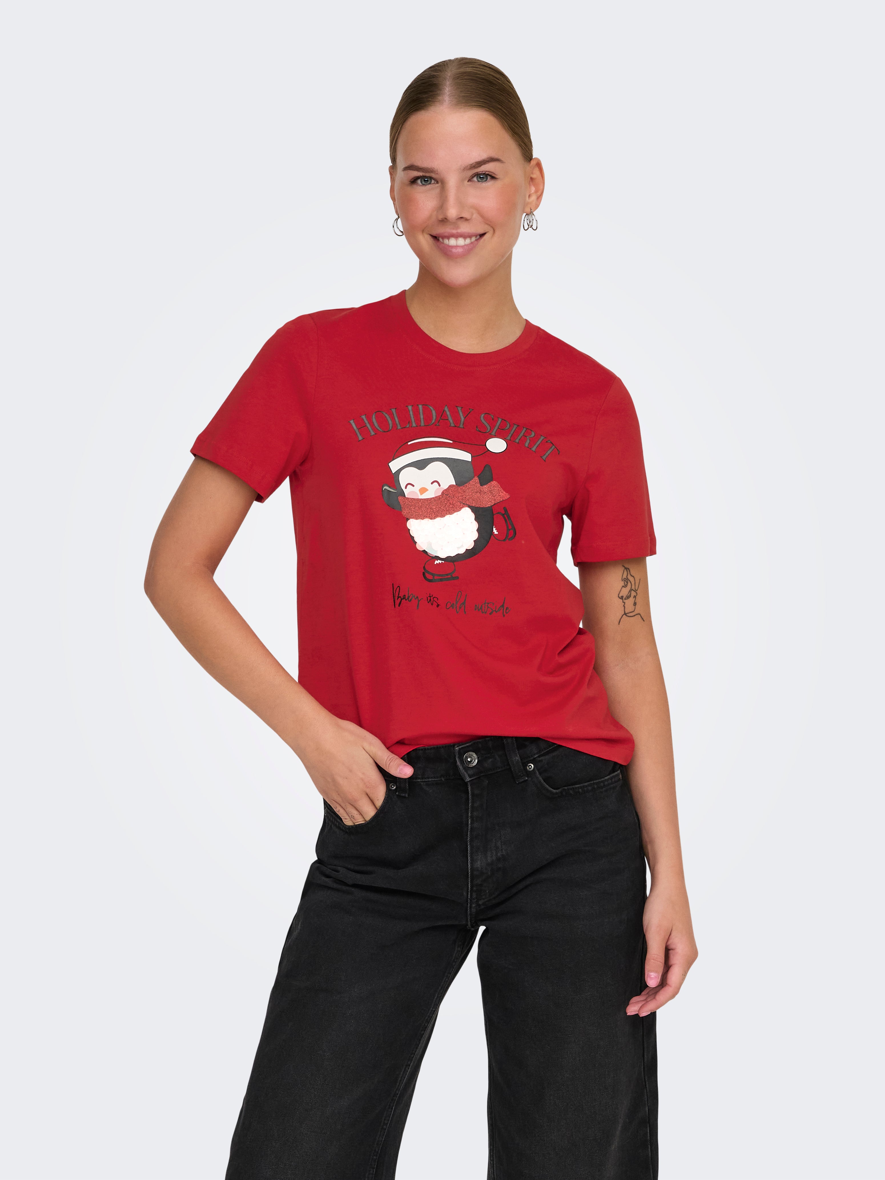 only Damen T-Shirts Urban Red/Chris