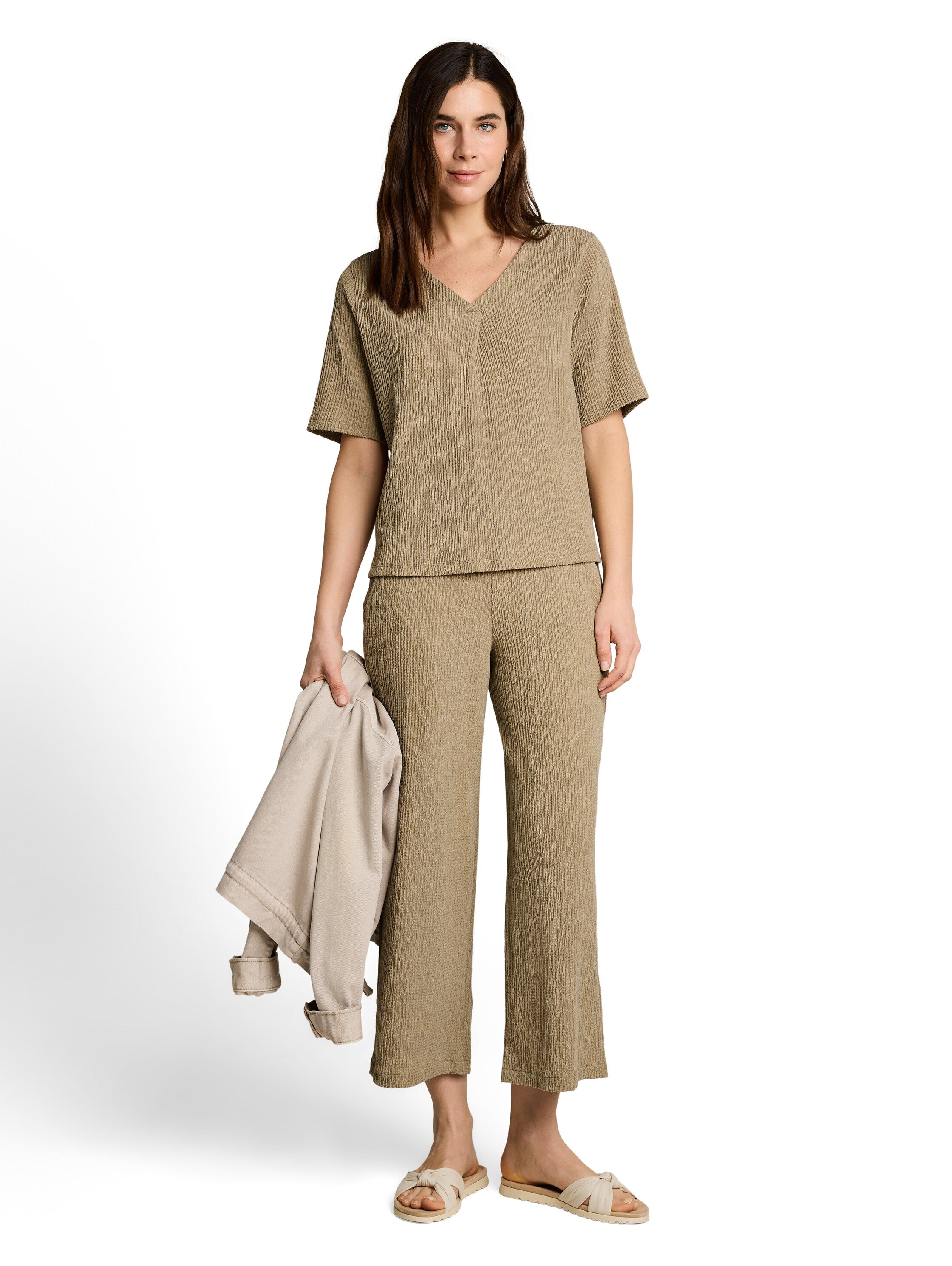 Tom Tailor Damen T-Shirts Olive White Str