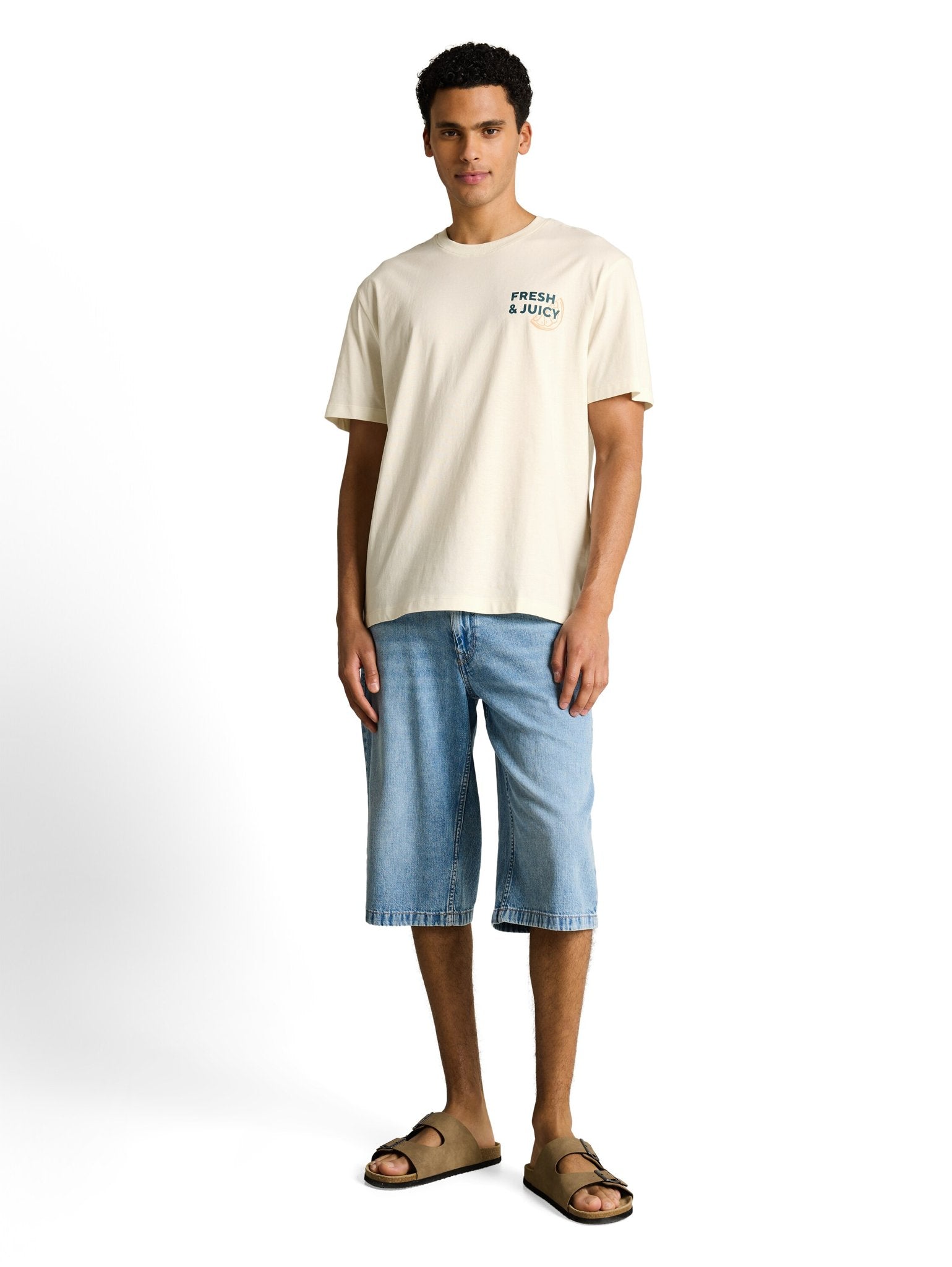 Tom Tailor denim Herren T-Shirts kurz Wool White