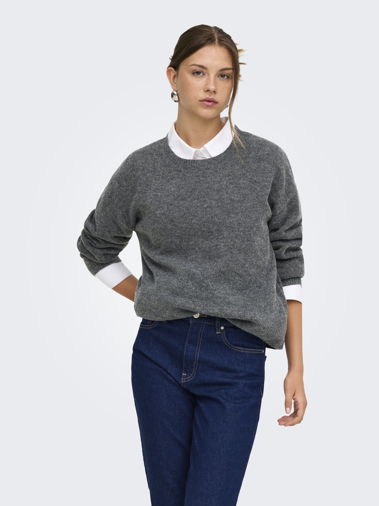 only Damen Pullover Dark Grey Melan